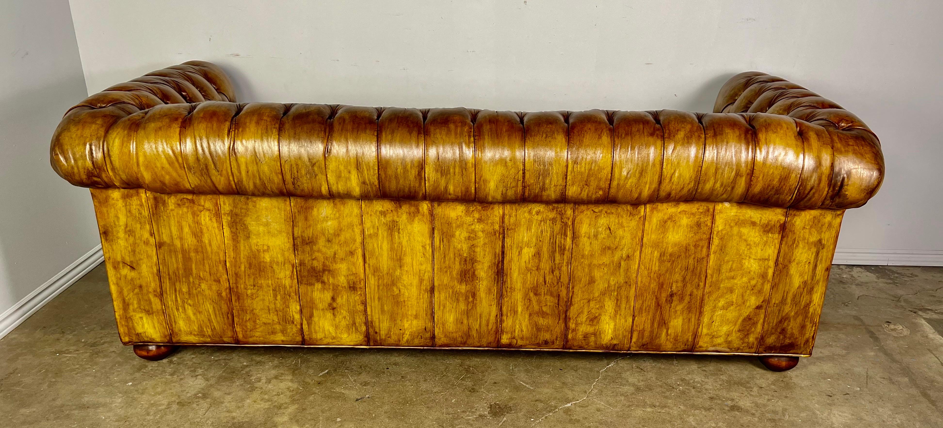 English Leather Chesterfield Sofa C. 1900’s 8