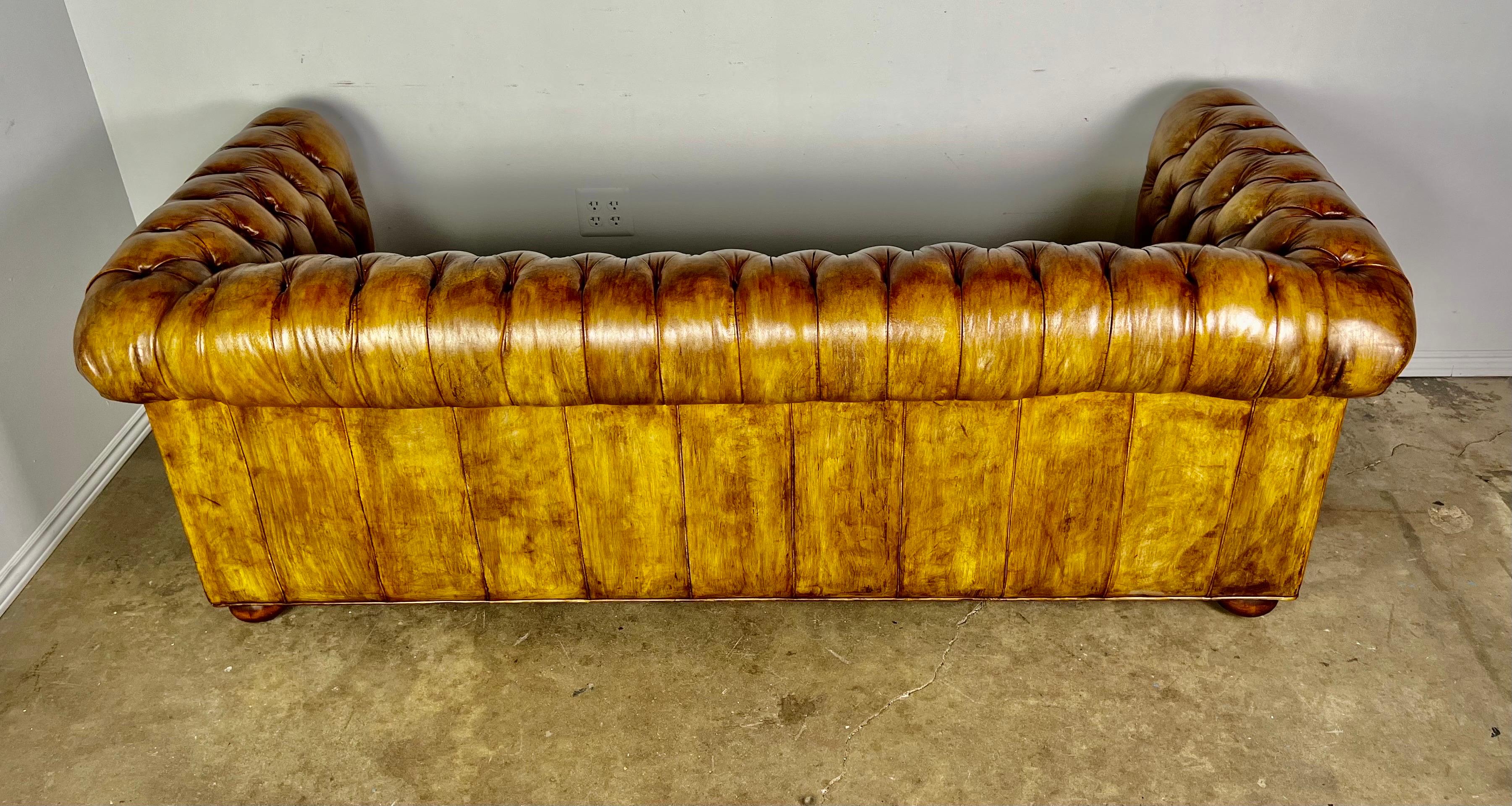 English Leather Chesterfield Sofa C. 1900’s 9
