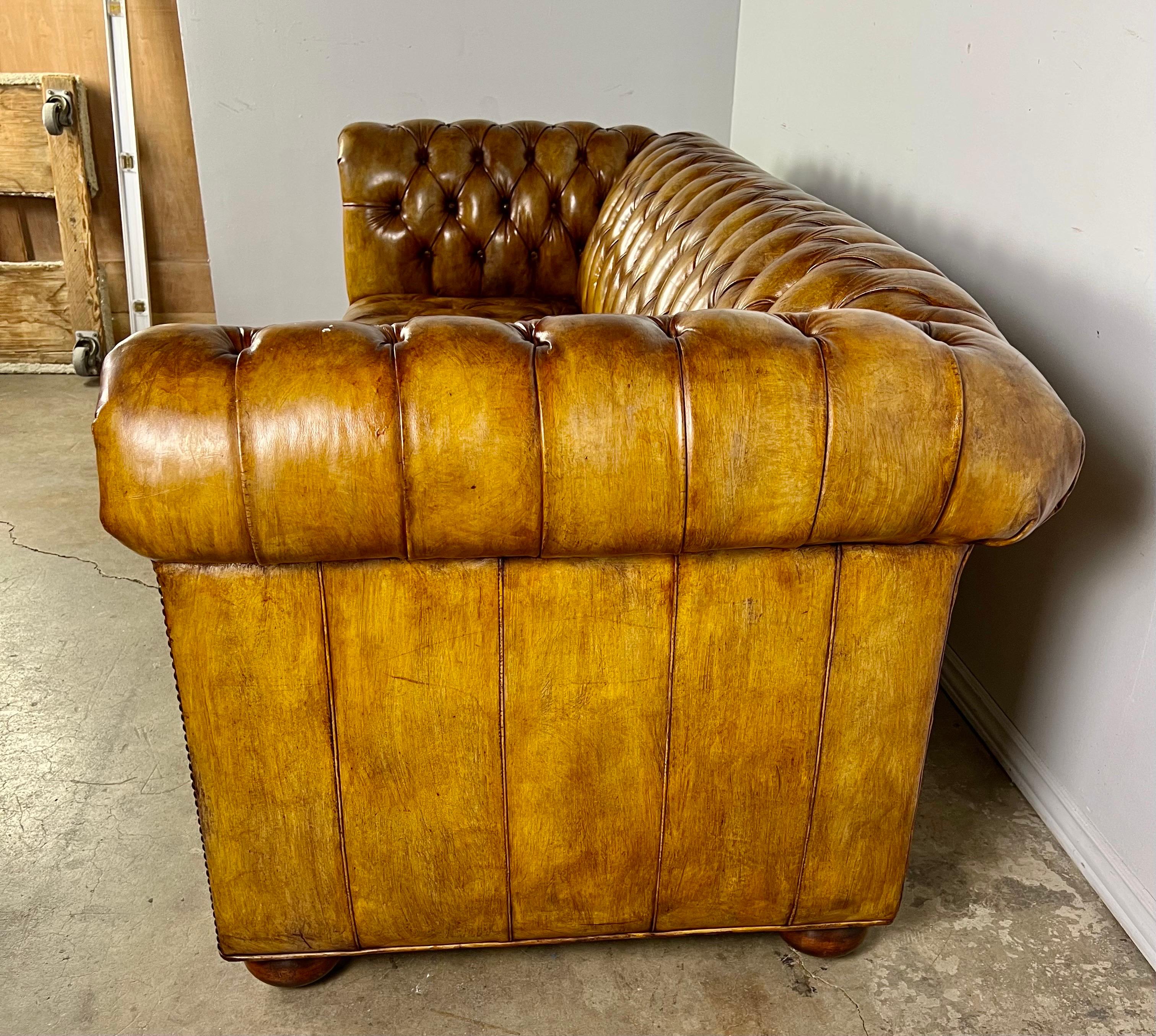 English Leather Chesterfield Sofa C. 1900’s 3