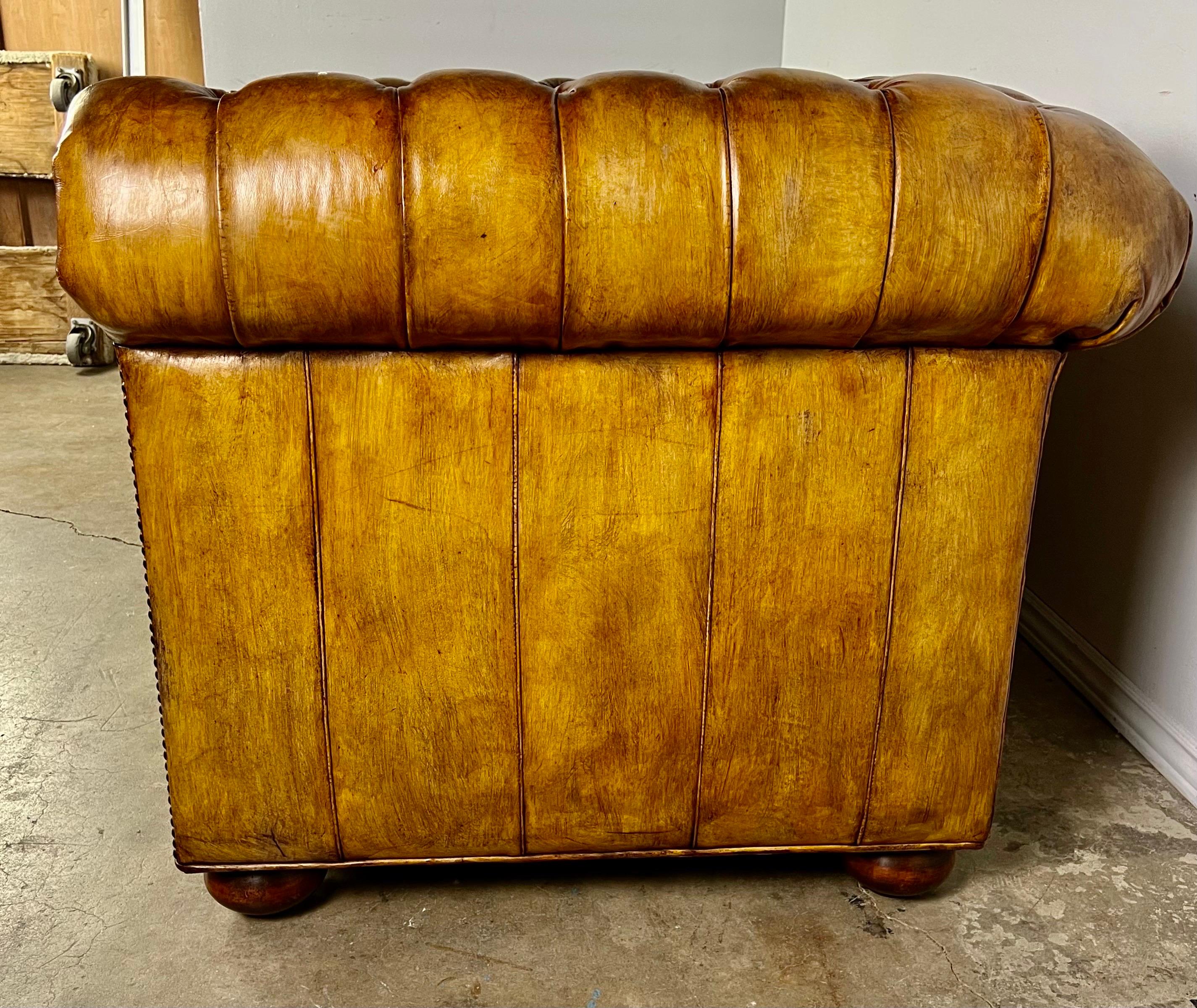 English Leather Chesterfield Sofa C. 1900’s 4