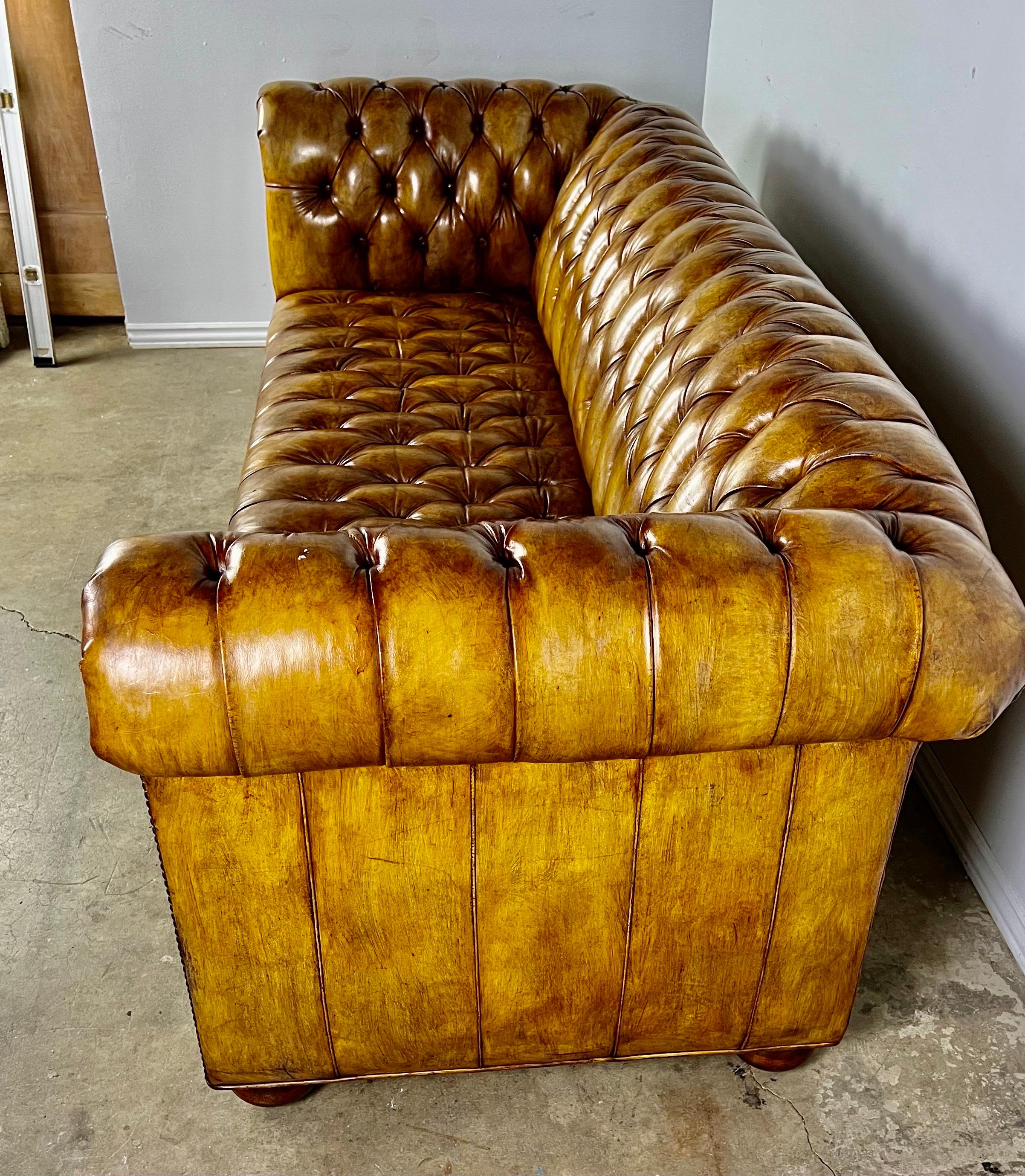 English Leather Chesterfield Sofa C. 1900’s 5