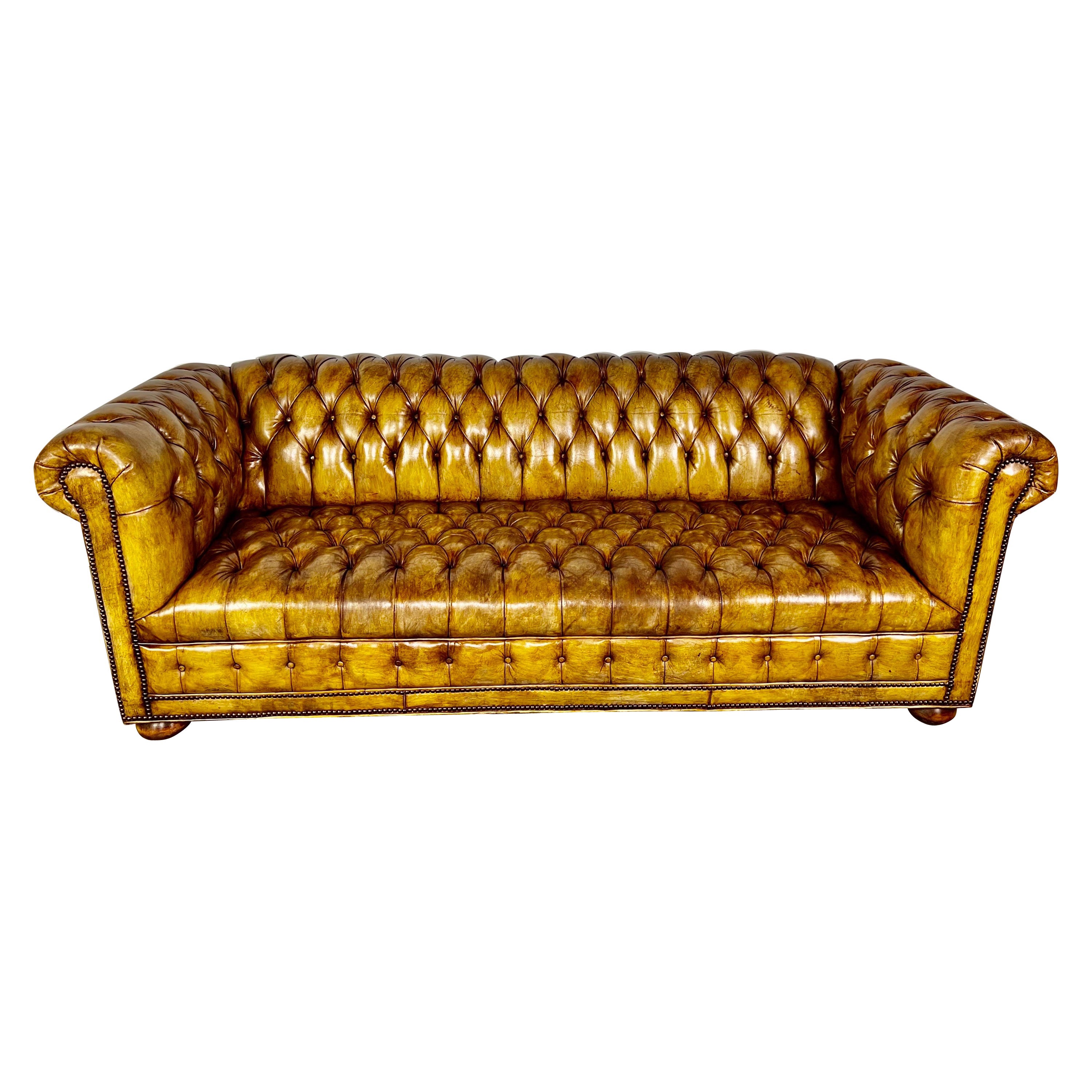 English Leather Chesterfield Sofa C. 1900’s