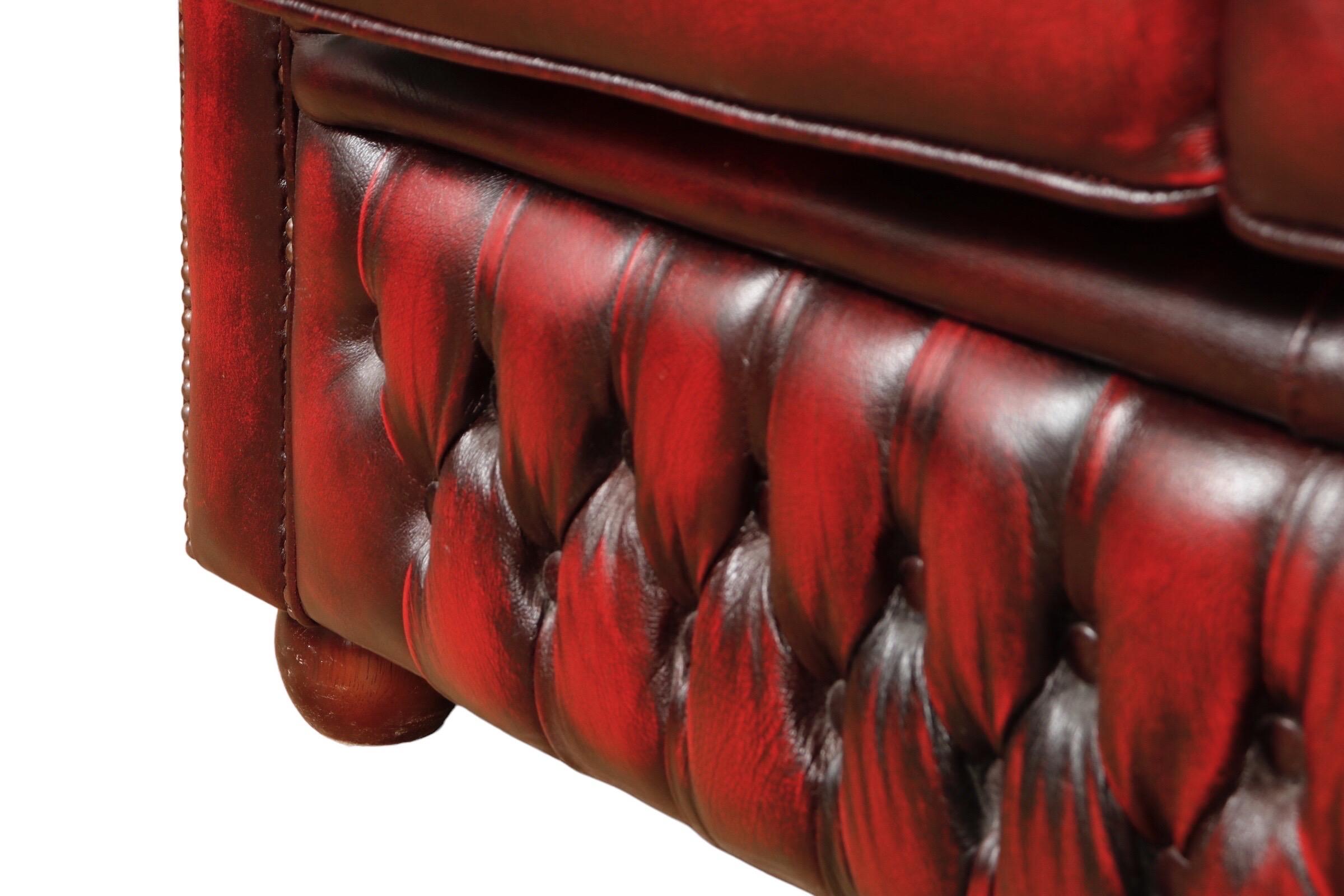 Mid-20th Century English Leather Chesterfield Sofa