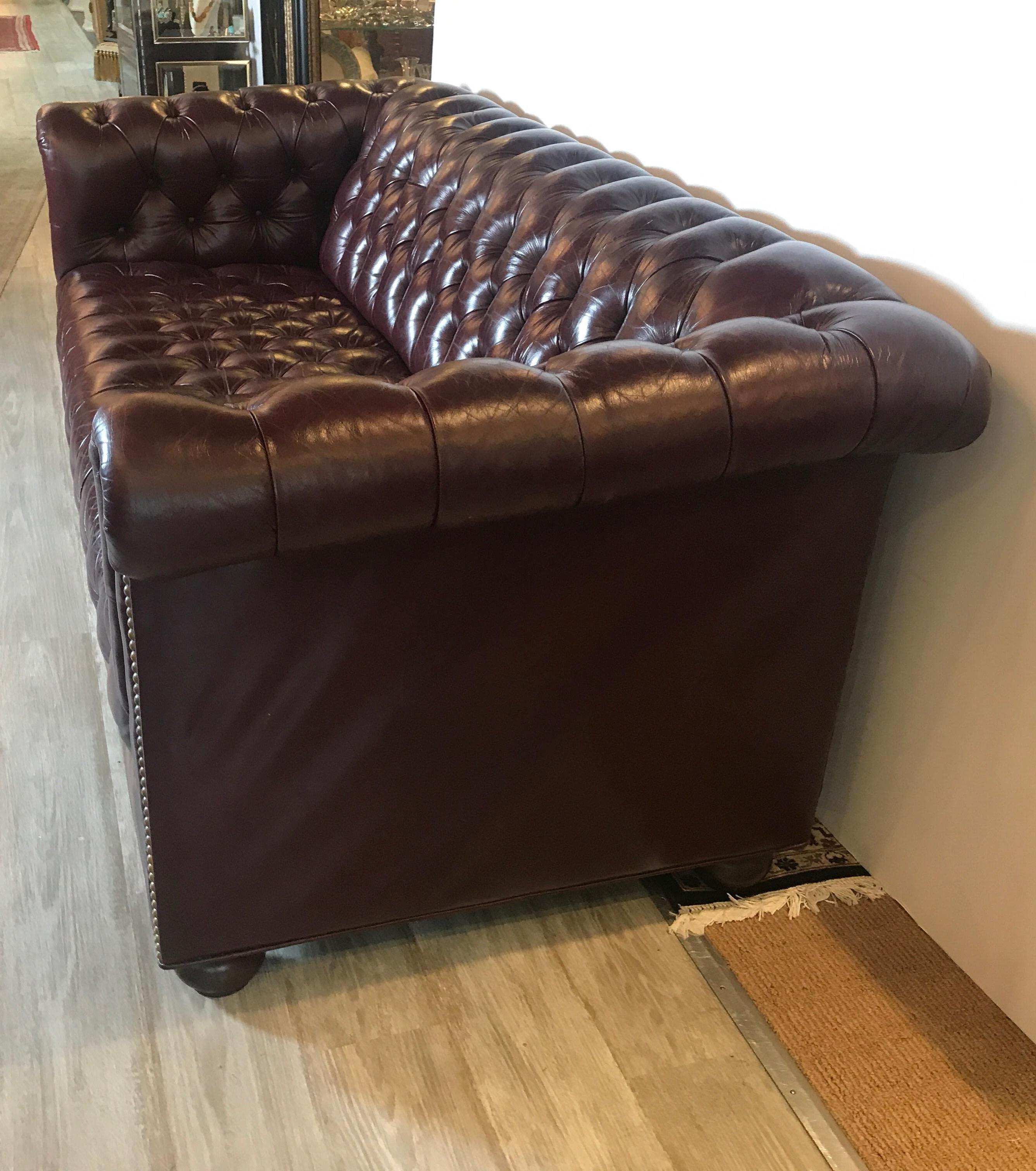 Late 20th Century English Leather Chesterfield Sofa