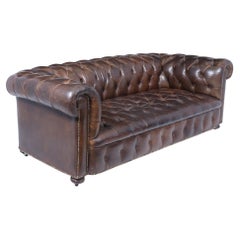 English Leather Chesterfield Sofa