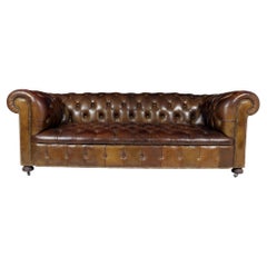 English Leather Chesterfield with Buttoned Seat