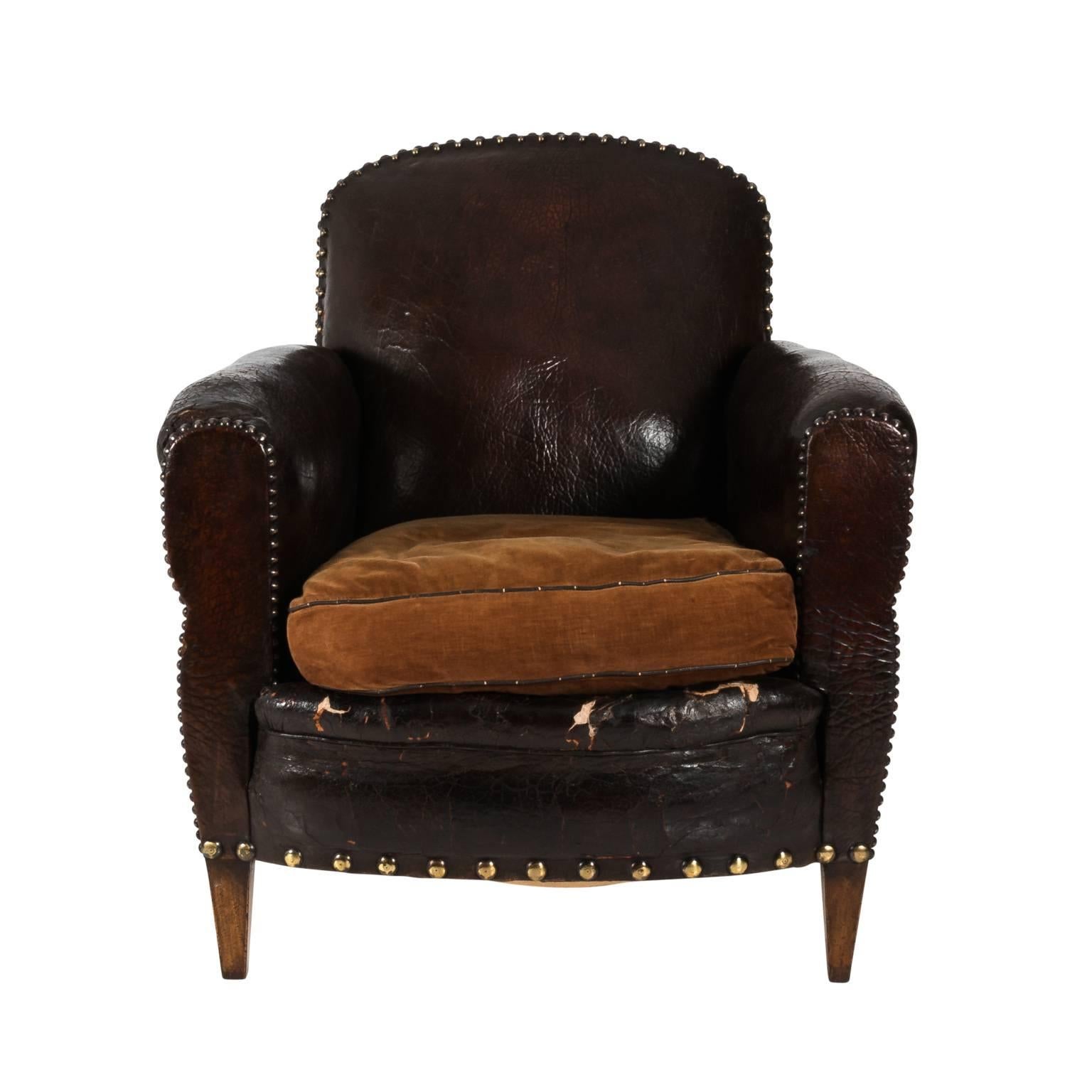 English Leather Club Chair For Sale