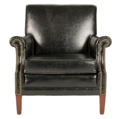 English Leather Club Chair with Nail Head Details, circa 1900