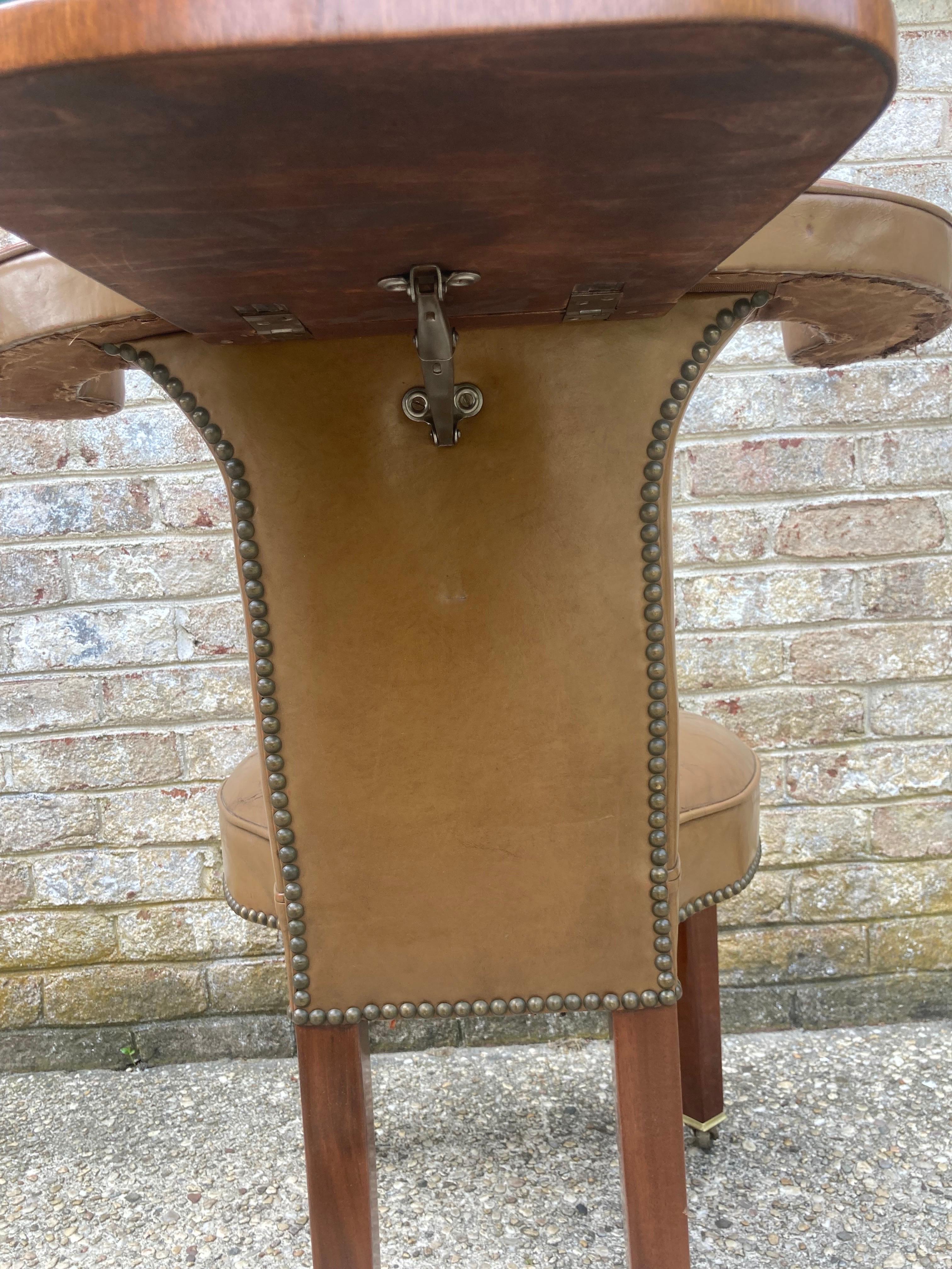 English Leather Cock Fighting Chair For Sale 1
