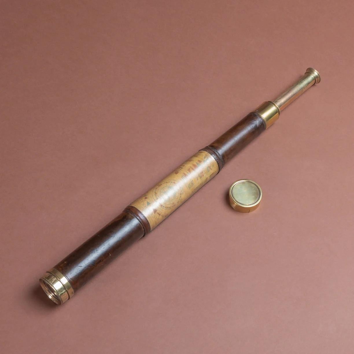 English Leather Covered Naval Telescope, circa 1850 For Sale 4
