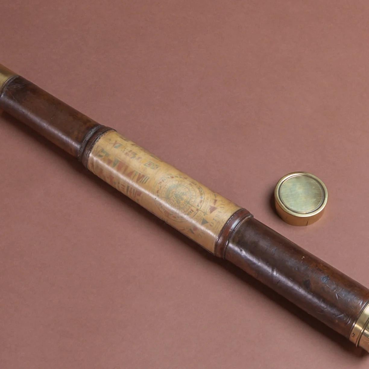 English Leather Covered Naval Telescope, circa 1850 For Sale 5