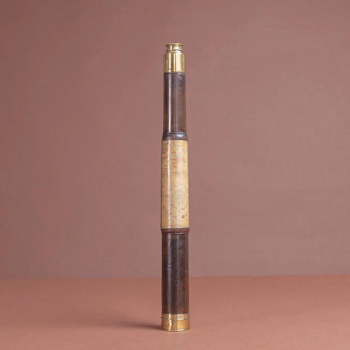 British English Leather Covered Naval Telescope, circa 1850 For Sale