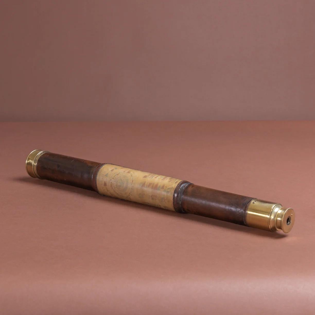 English Leather Covered Naval Telescope, circa 1850 In Good Condition For Sale In London, GB
