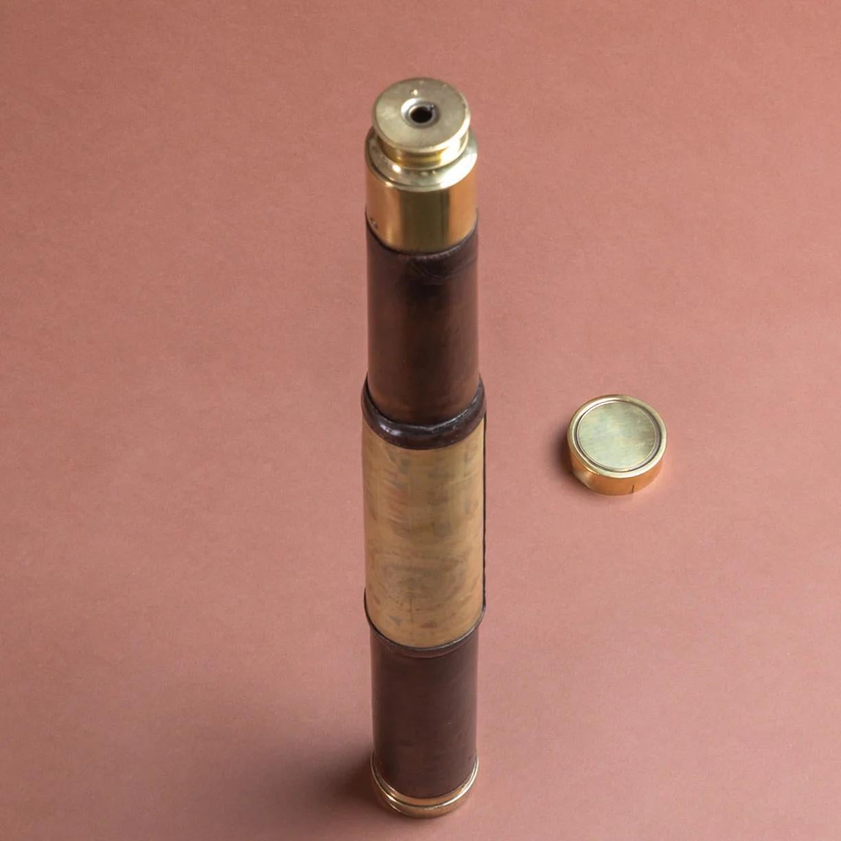 English Leather Covered Naval Telescope, circa 1850 For Sale 2