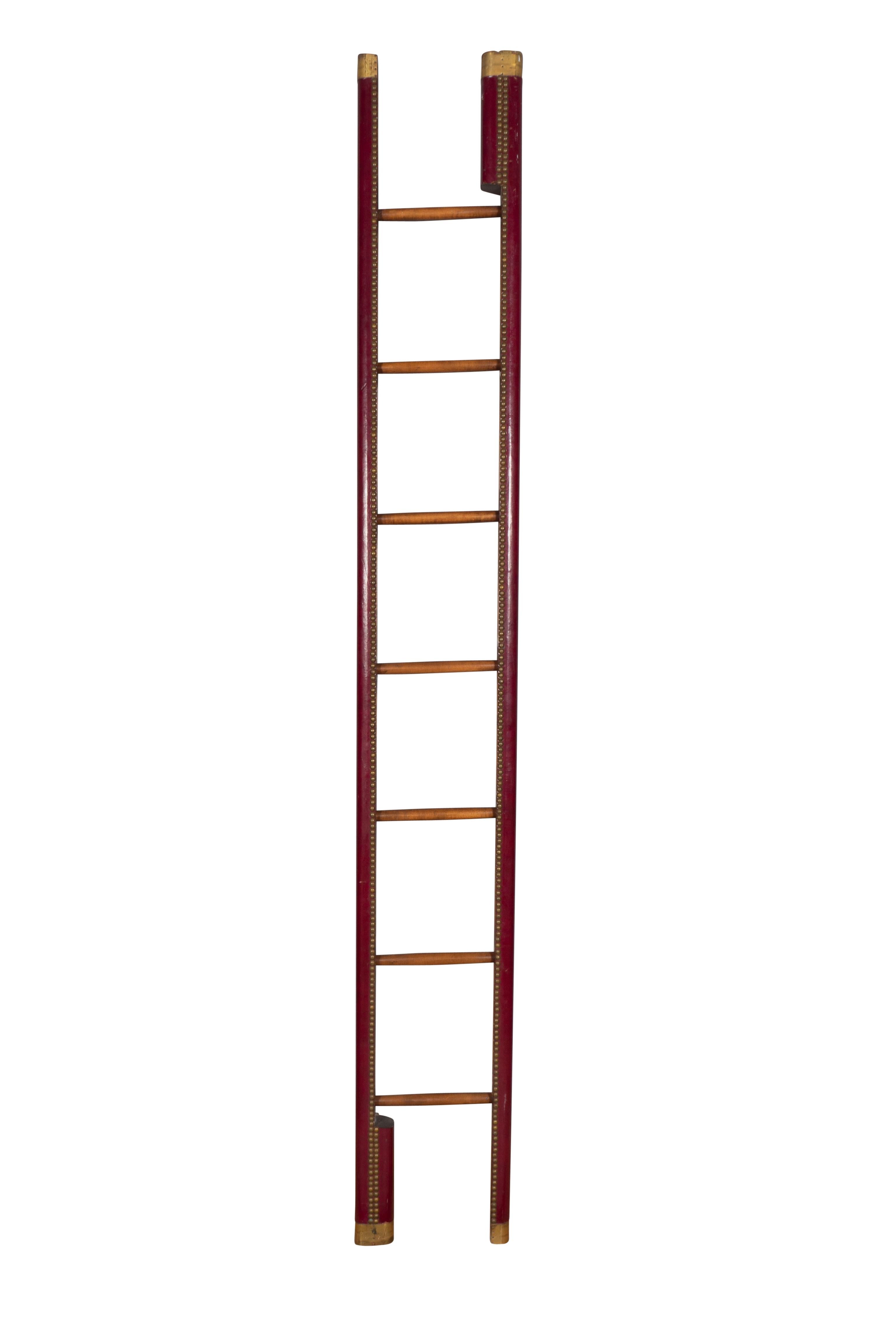 English Leather Folding Stick Ladder For Sale 6