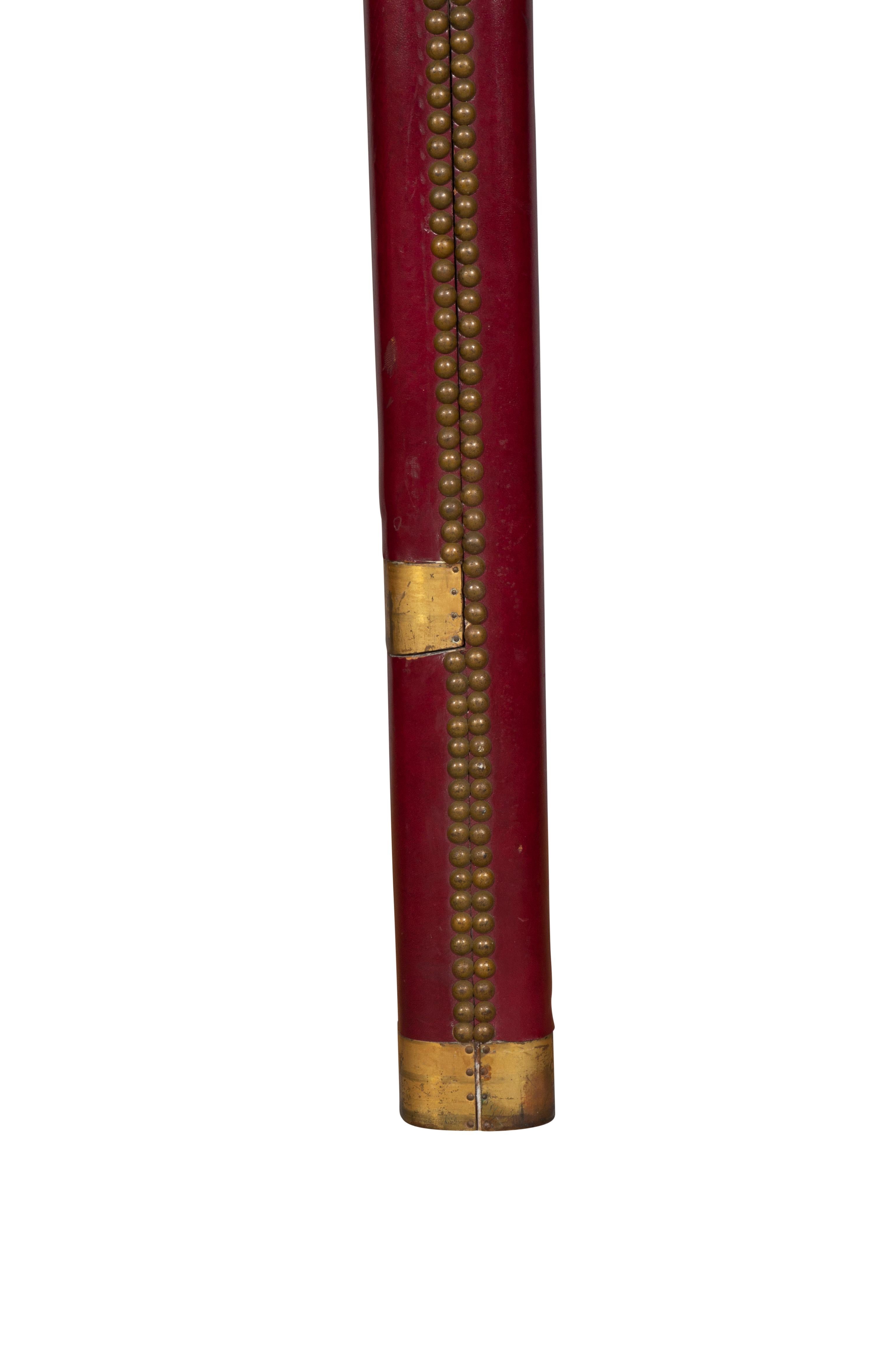 Regency English Leather Folding Stick Ladder For Sale