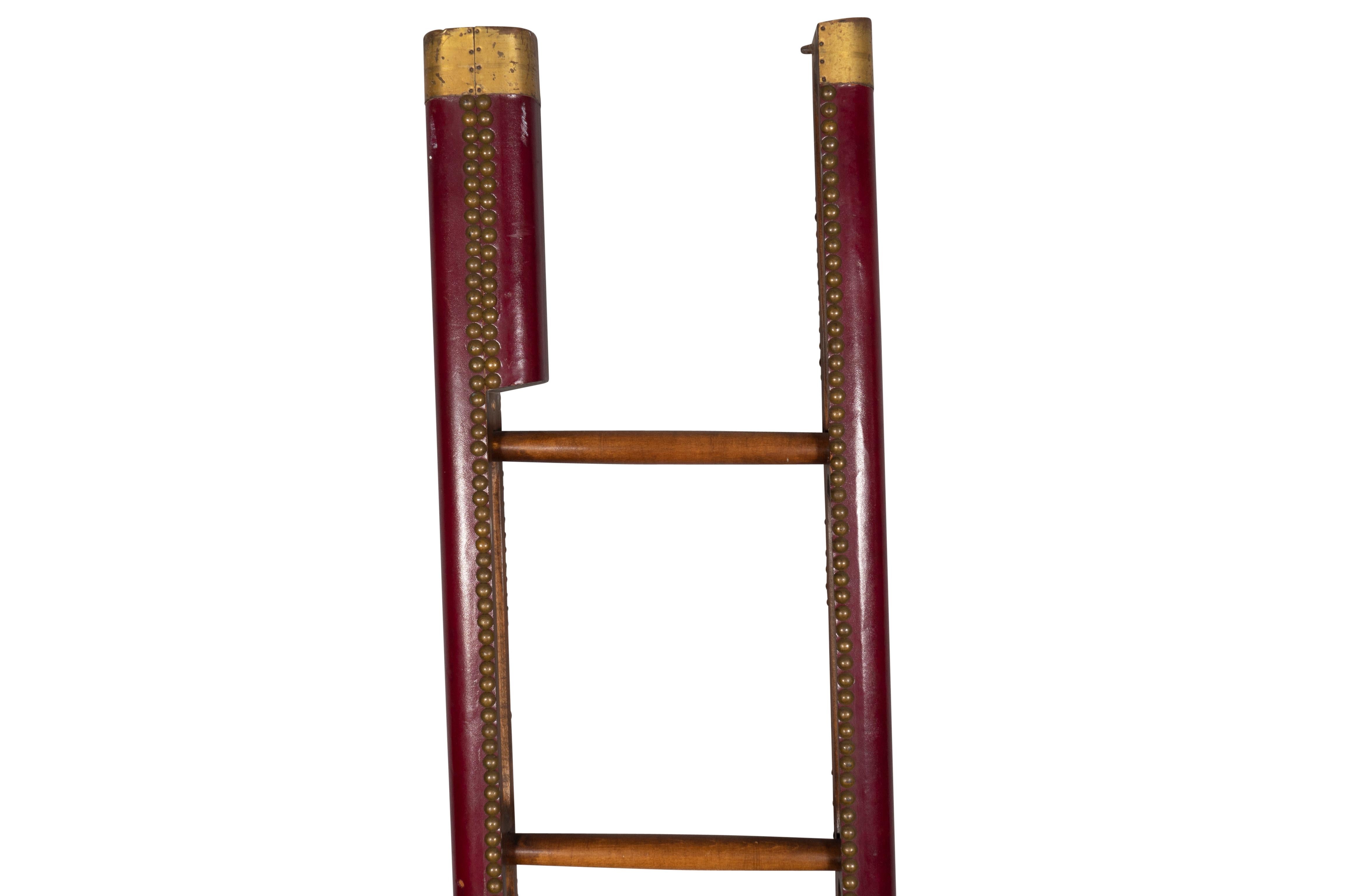 20th Century English Leather Folding Stick Ladder For Sale