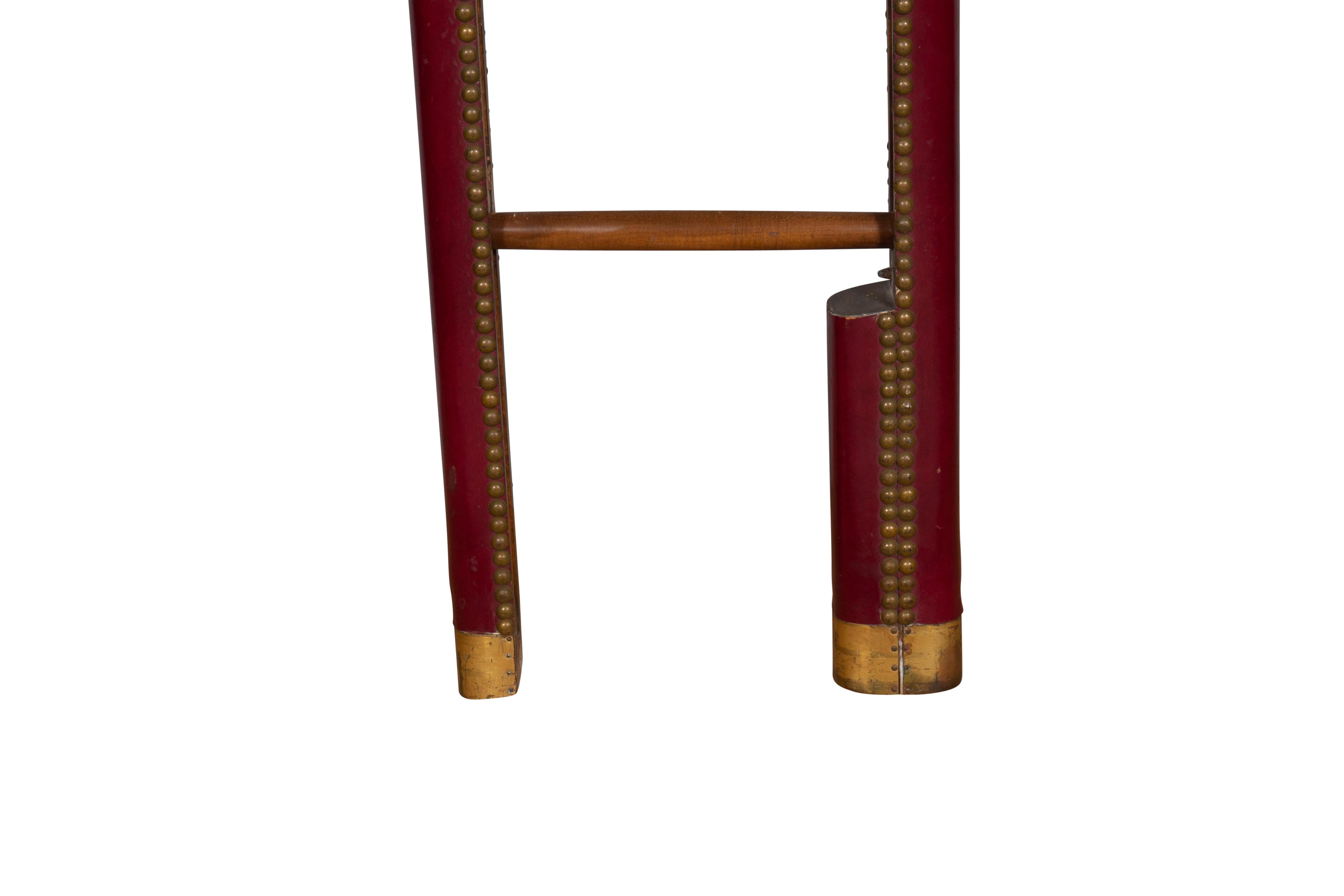 Brass English Leather Folding Stick Ladder For Sale