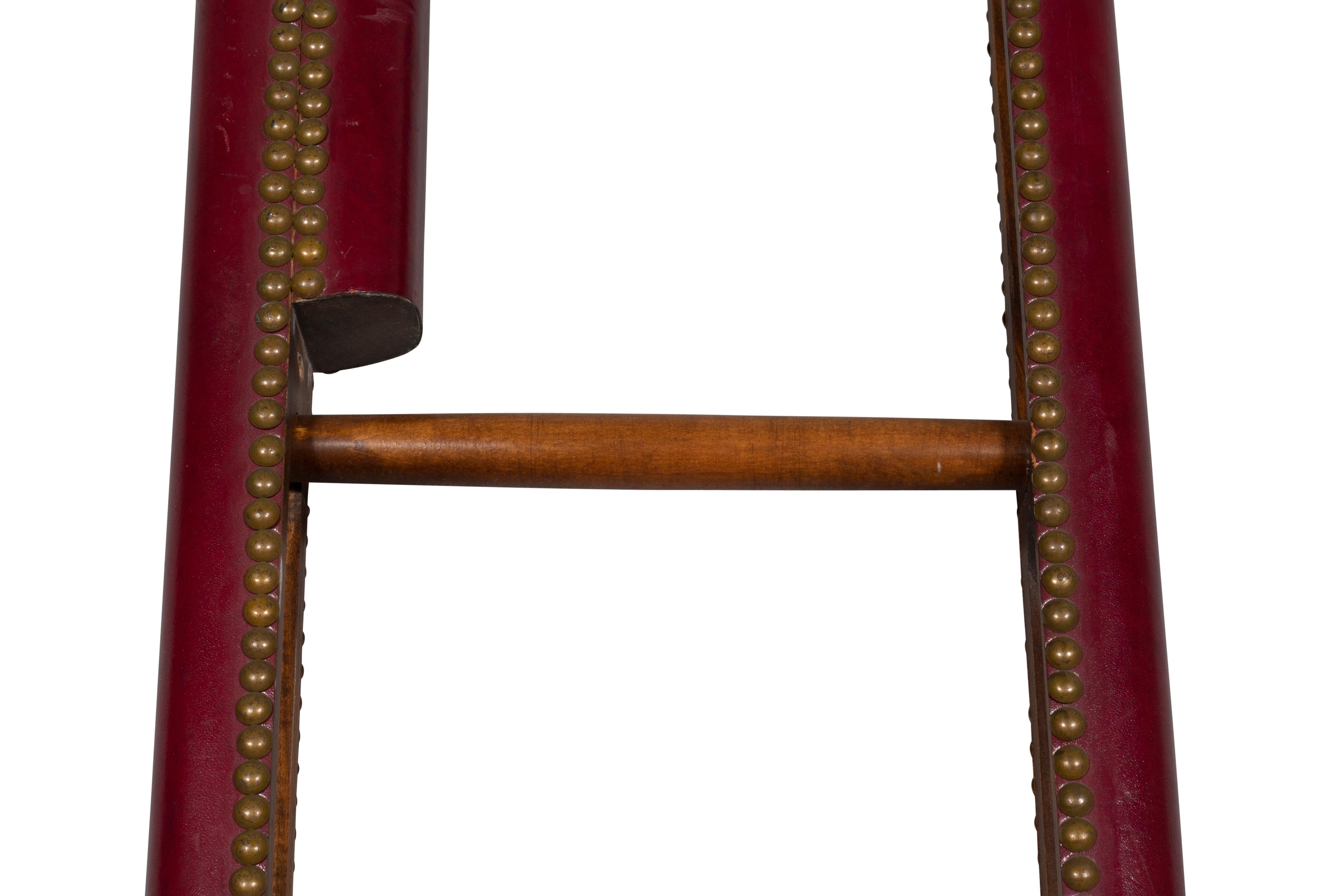 English Leather Folding Stick Ladder For Sale 1