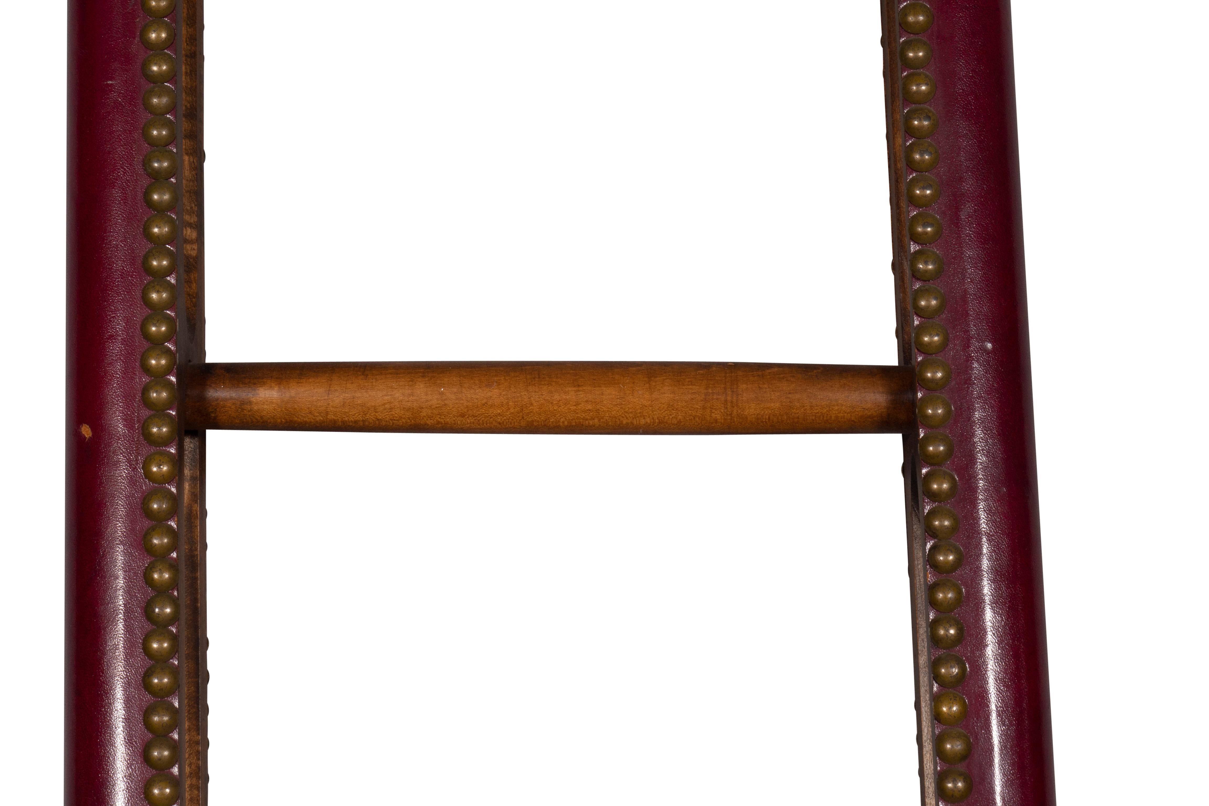 English Leather Folding Stick Ladder For Sale 2