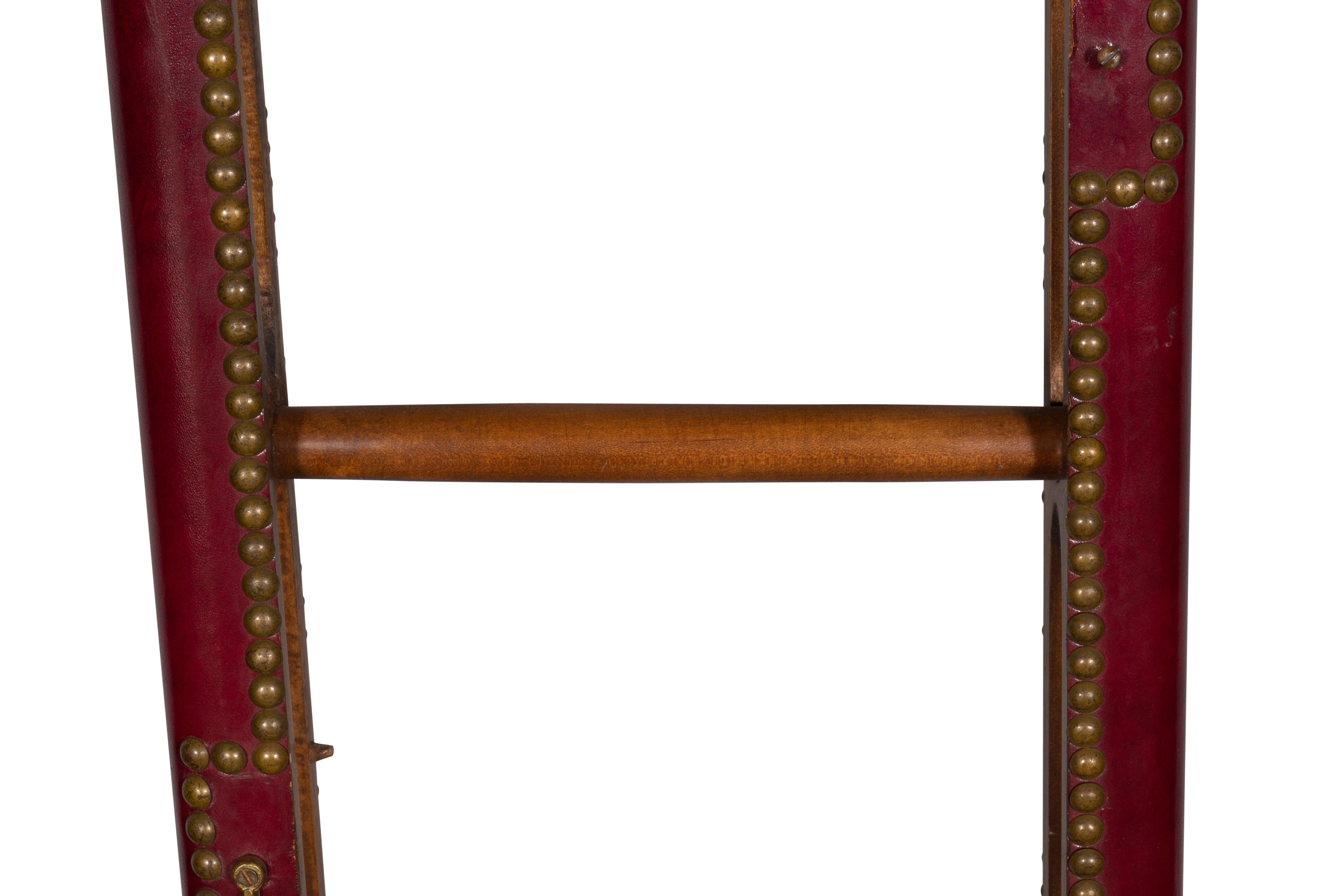 English Leather Folding Stick Ladder For Sale 3