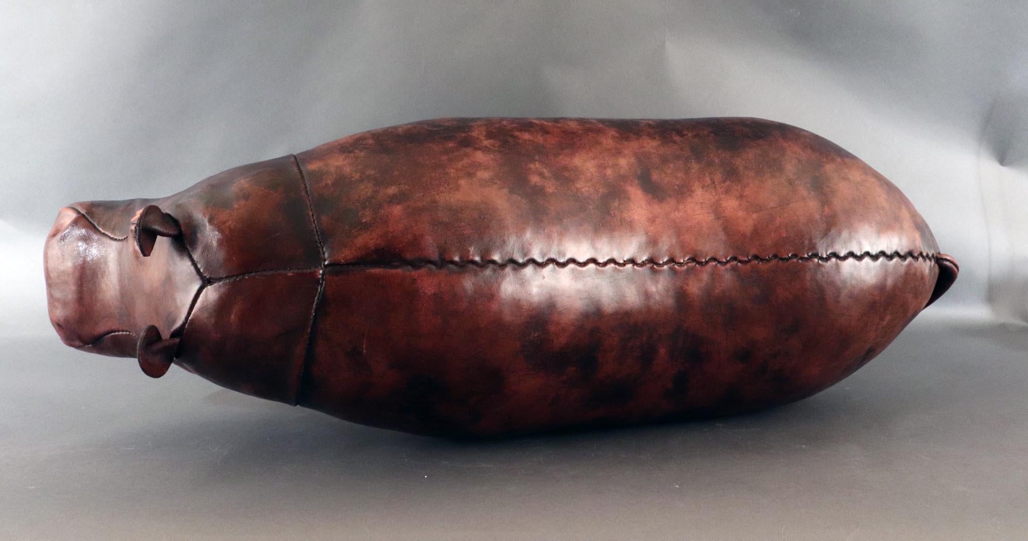 English Leather Footstool in the form of a Hippo, Jancraft for Dimitri Omersa 1