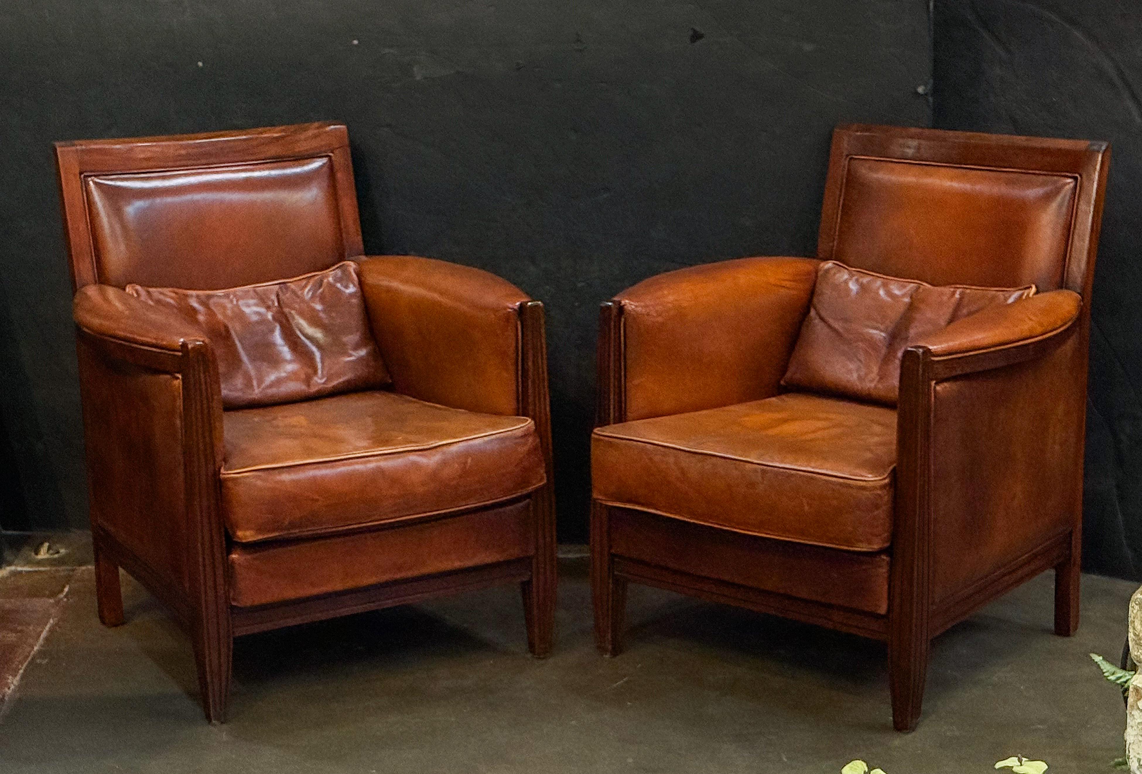 20ième siècle Fauteuils de bibliothèque anglais en cuir de l'époque Art Déco 'Priced Individually' (prix individuel) en vente