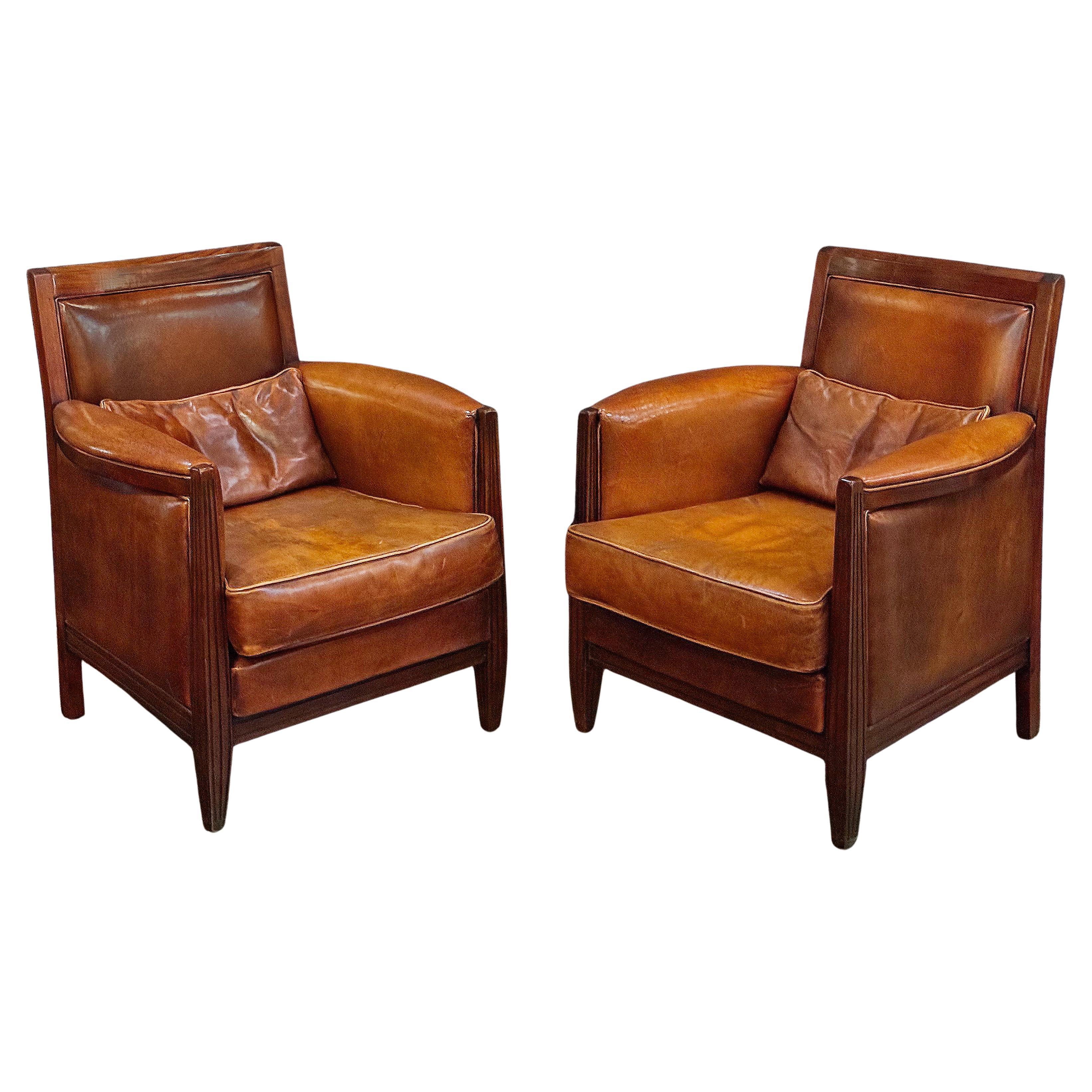 Fauteuils de bibliothèque anglais en cuir de l'époque Art Déco 'Priced Individually' (prix individuel)