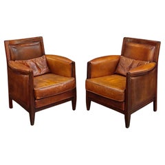 English Leather Library Armchairs from the Art Deco Era 'Priced Individually'