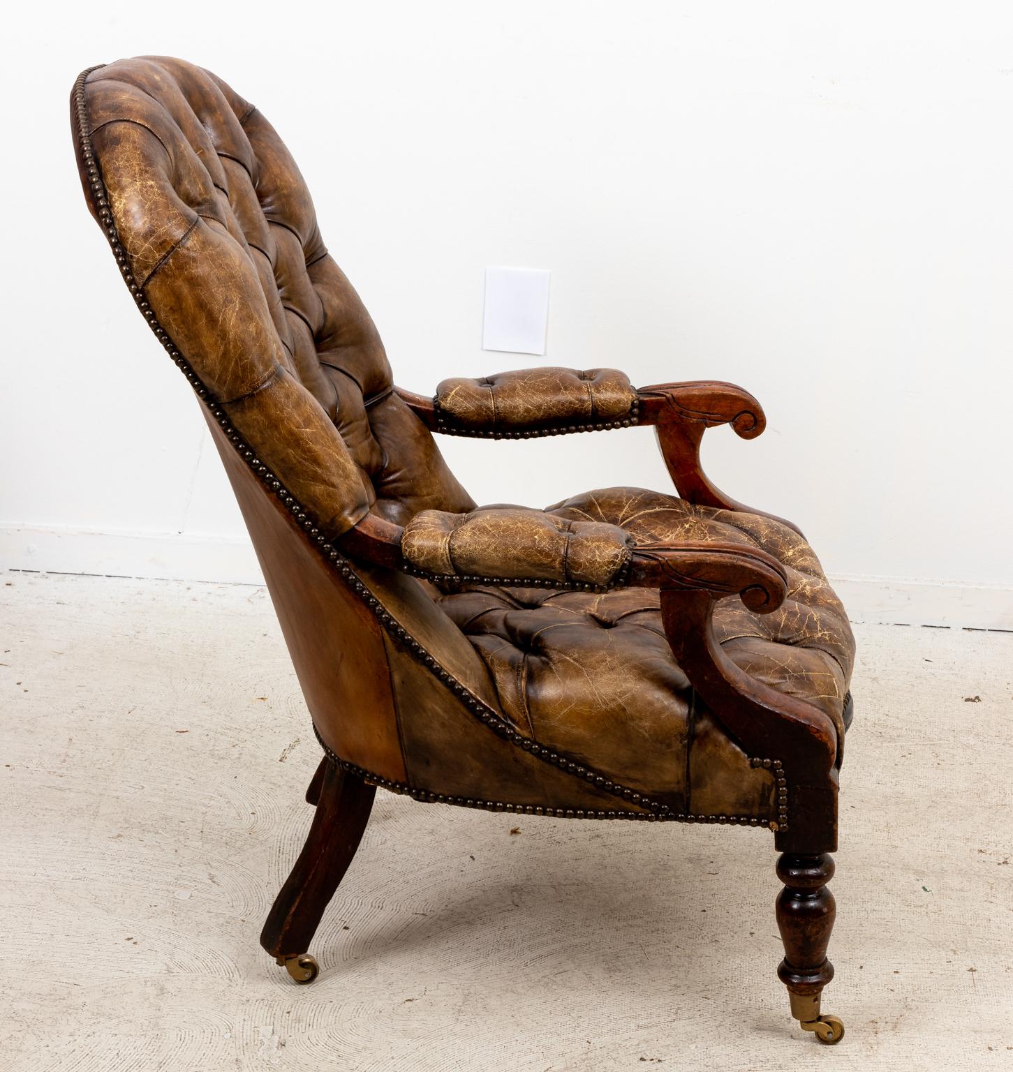 Mid-19th Century English Leather Library Chair