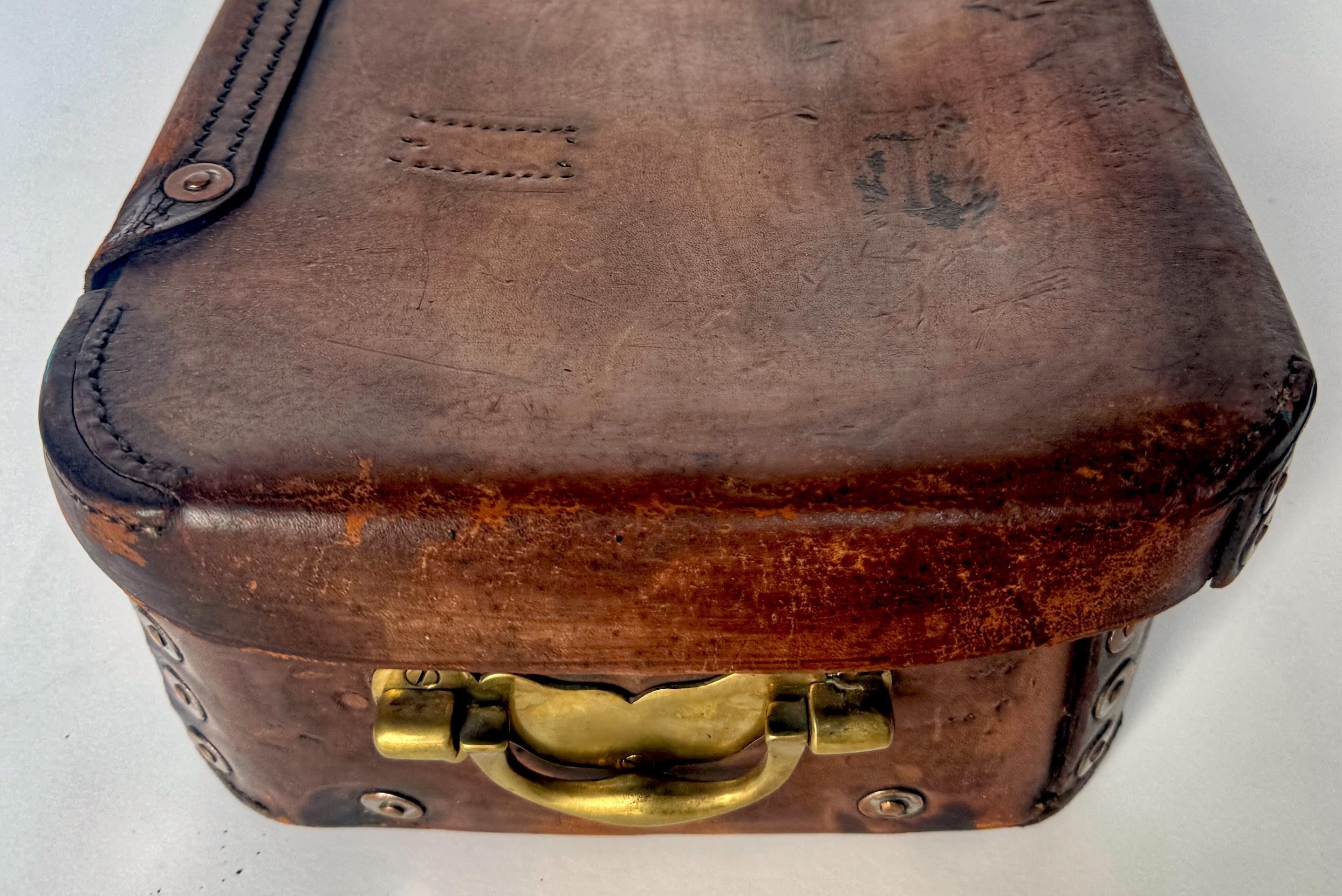 Brass English Leather Sportsmans Case with King George V Cypher