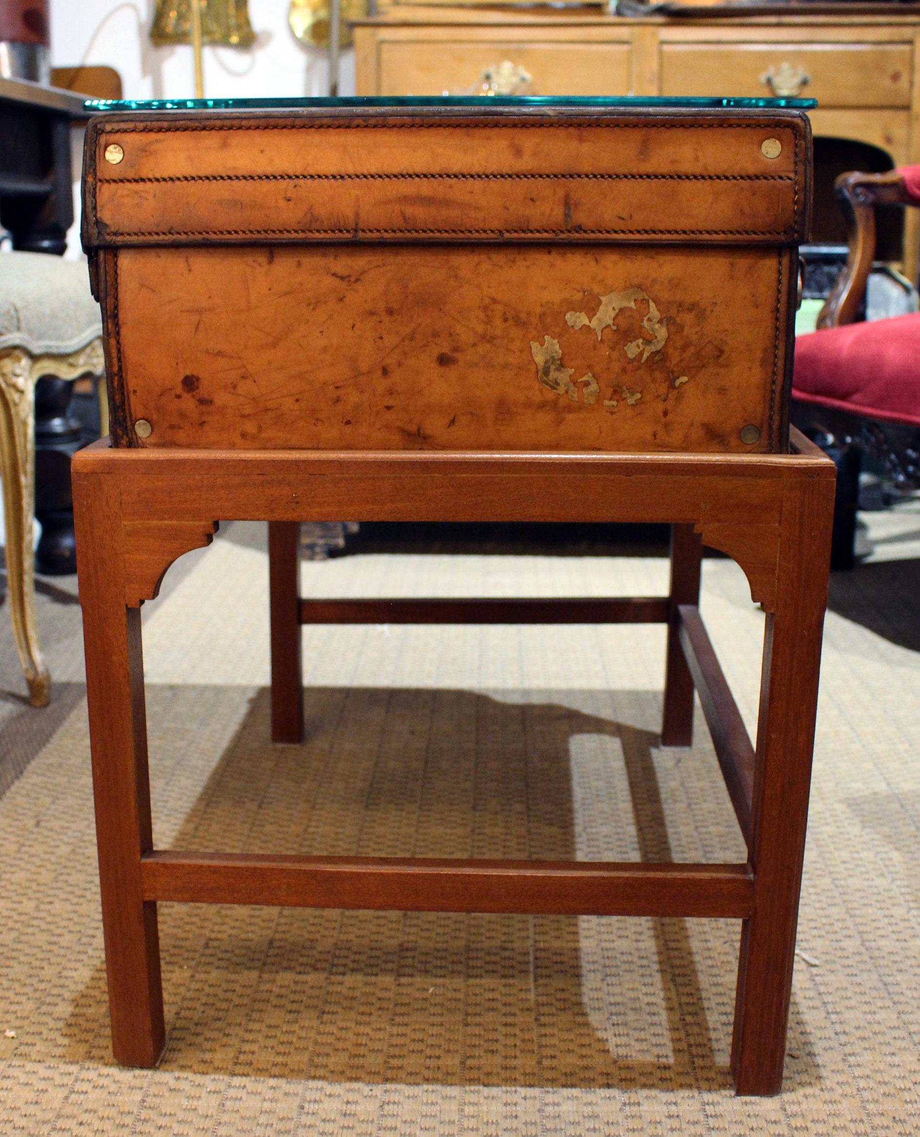 Other English Leather Suitcase on Stand For Sale