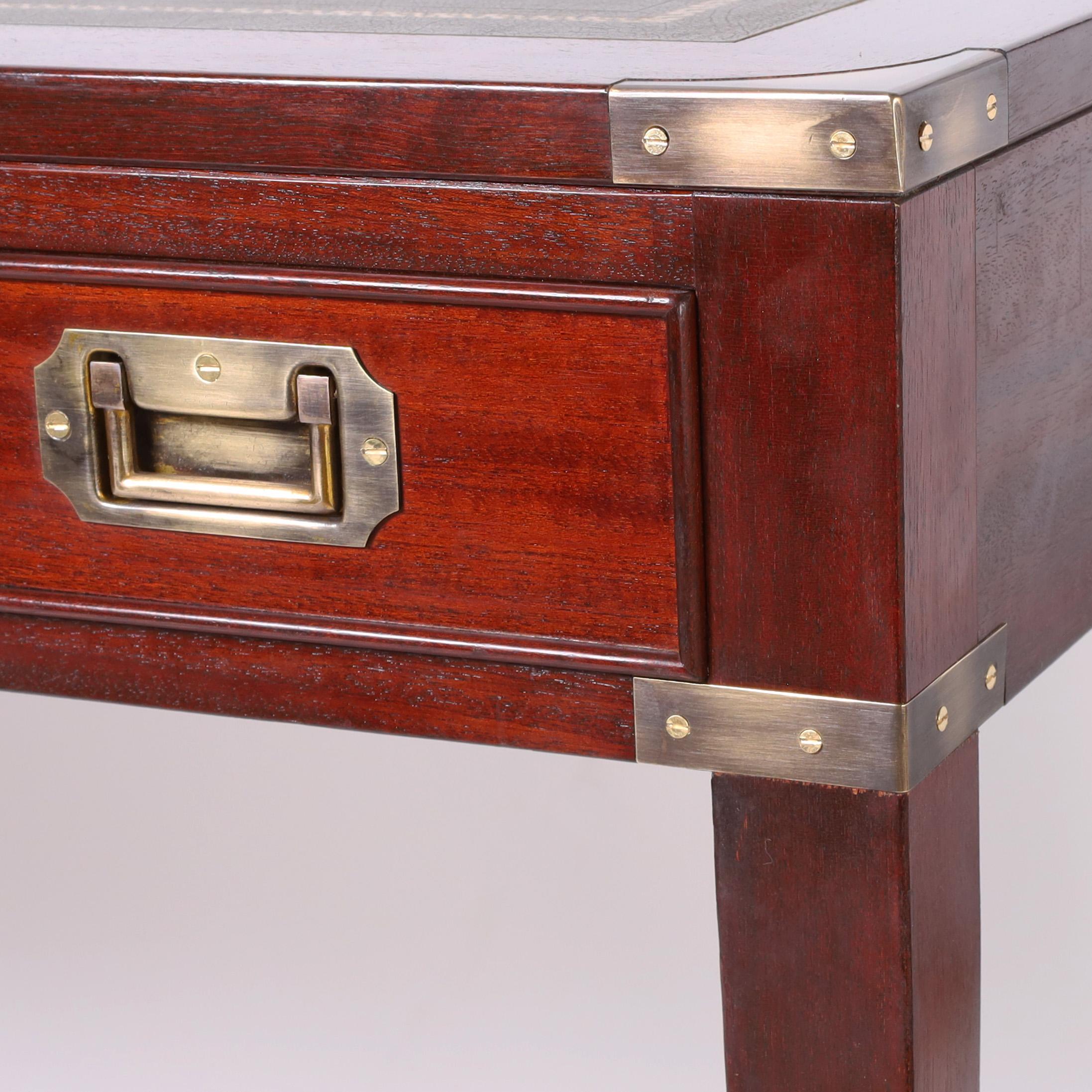 English Leather Top Campaign Style Desk For Sale 3