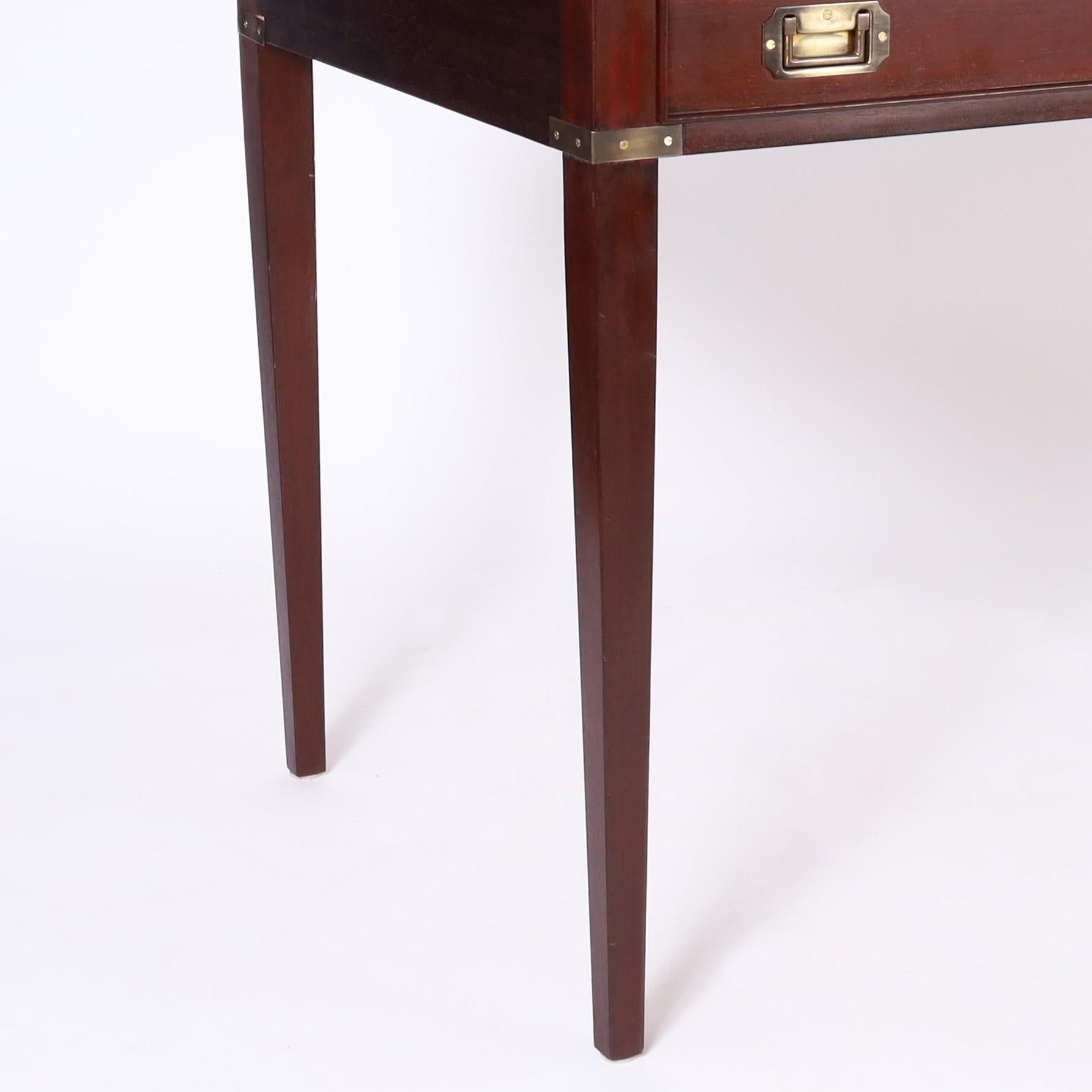 English Leather Top Campaign Style Desk For Sale 4