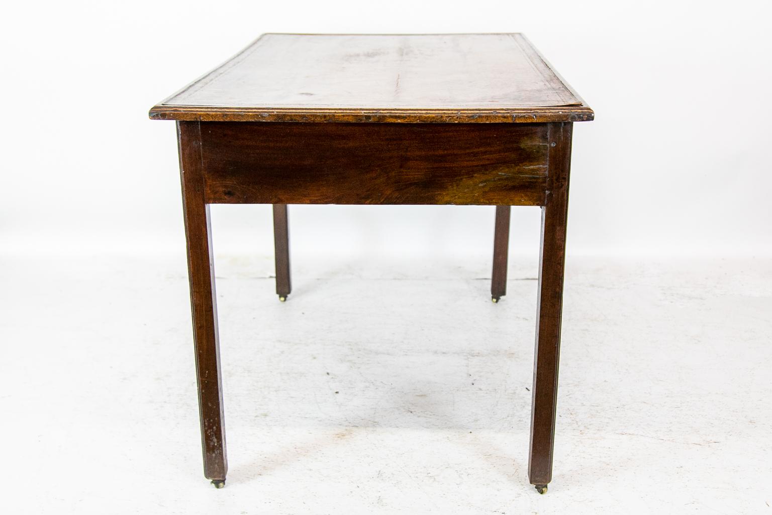 English Leather Top Center Table on Castors For Sale 4