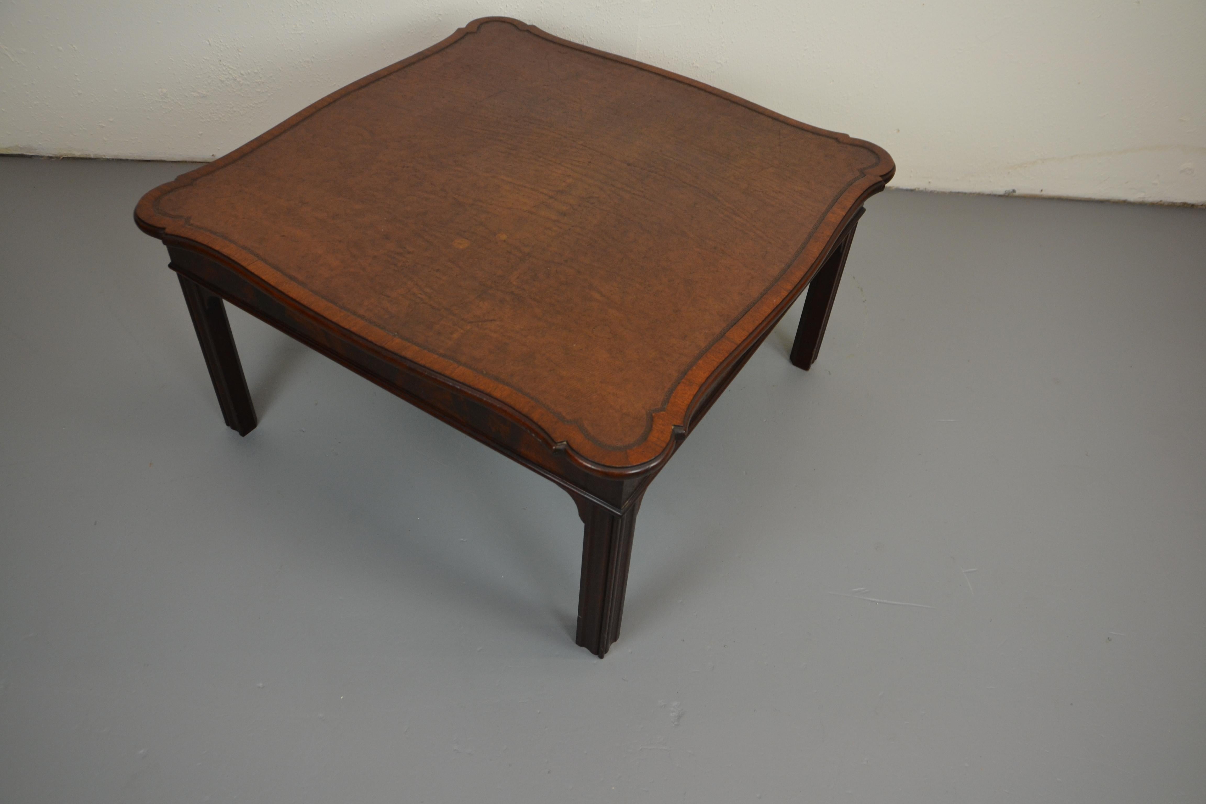 Mid-20th Century English Leather Top Coffee Table For Sale