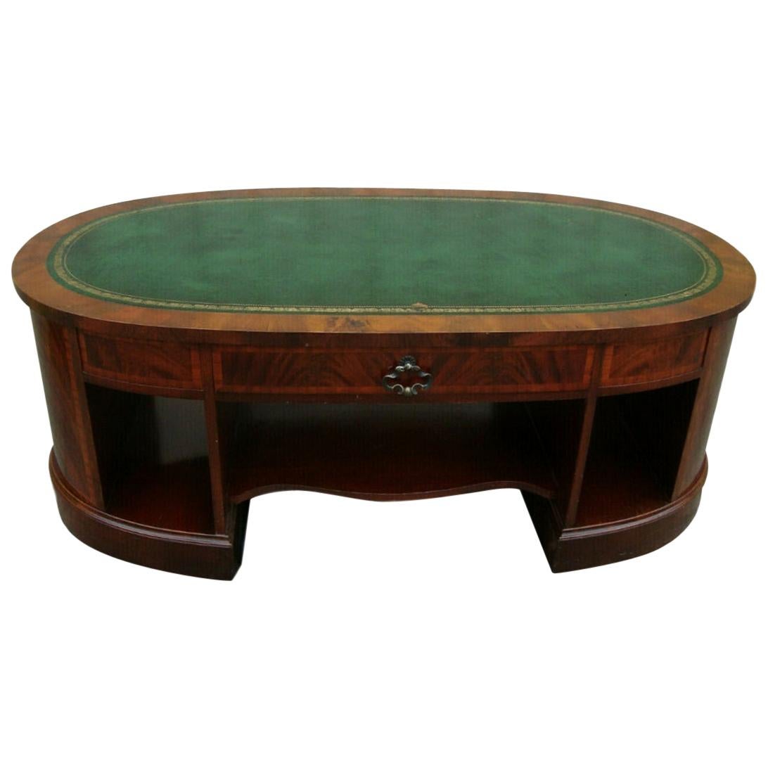 English Leather Top Coffee Table For Sale