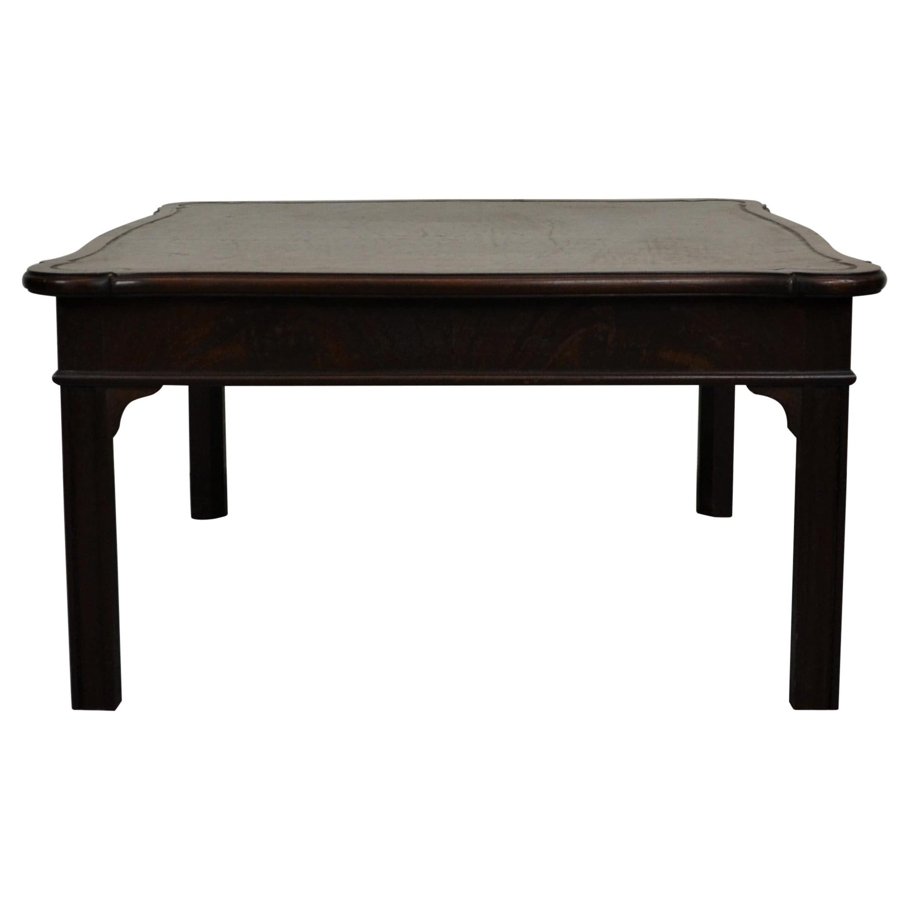 English Leather Top Coffee Table For Sale