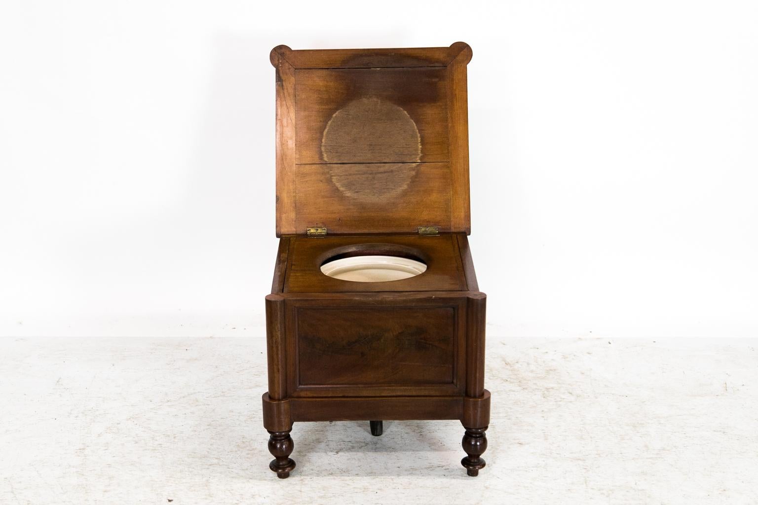Mid-19th Century English Leather Top Commode For Sale