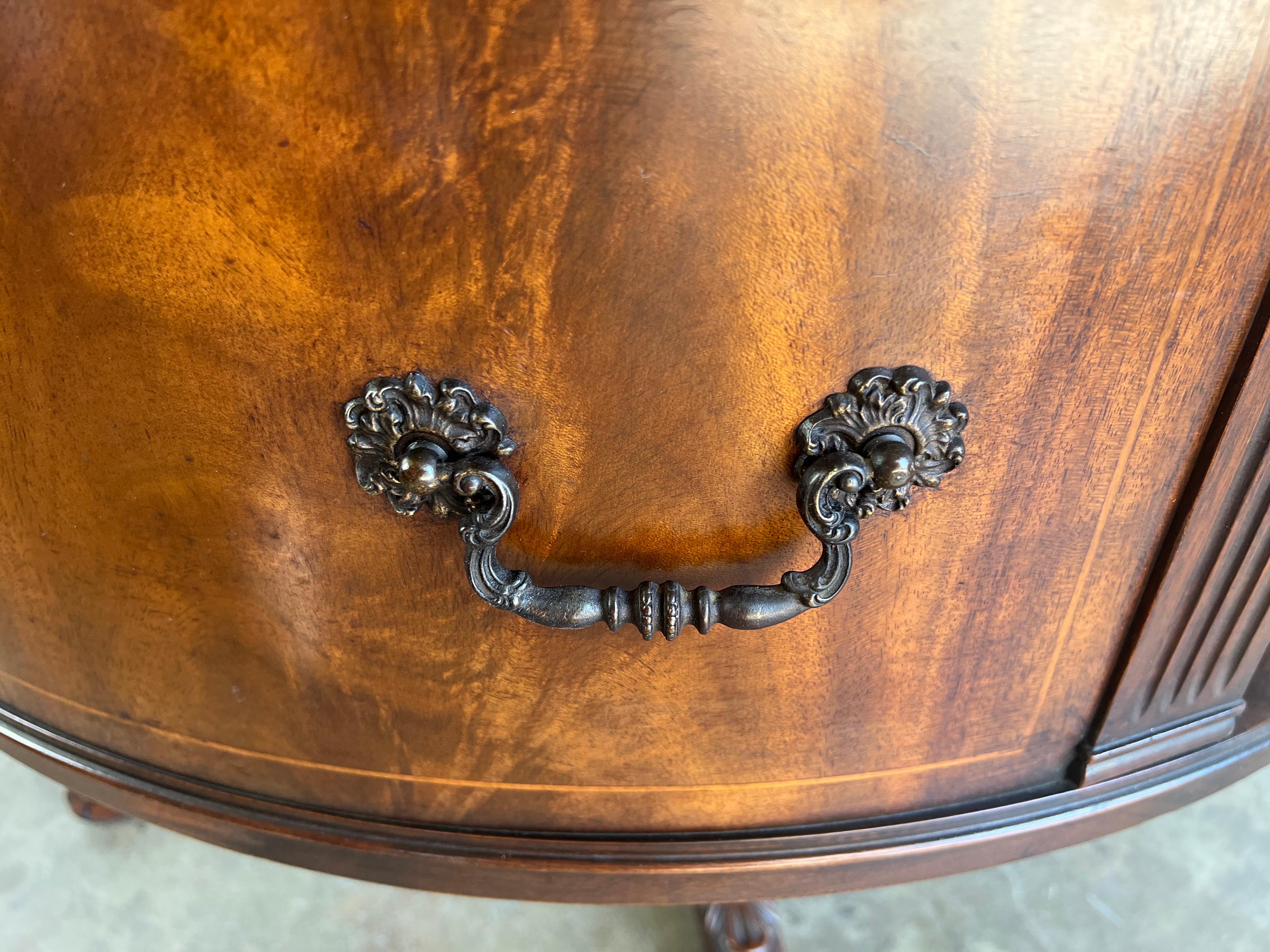 antique leather top drum table