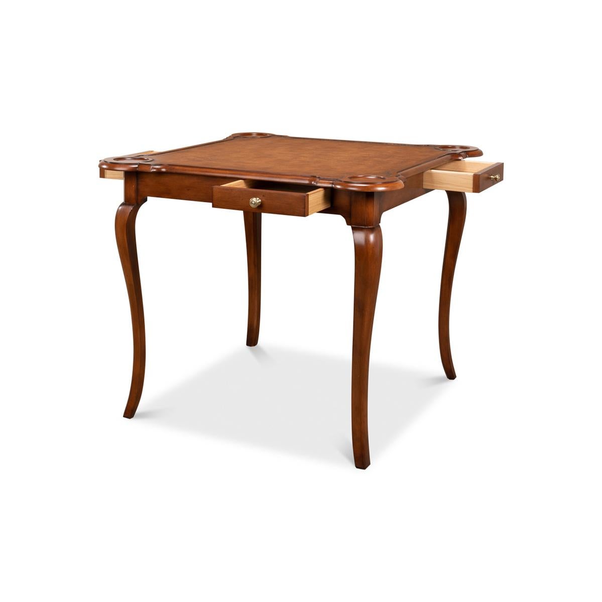 Queen Anne English Leather Top Game Table