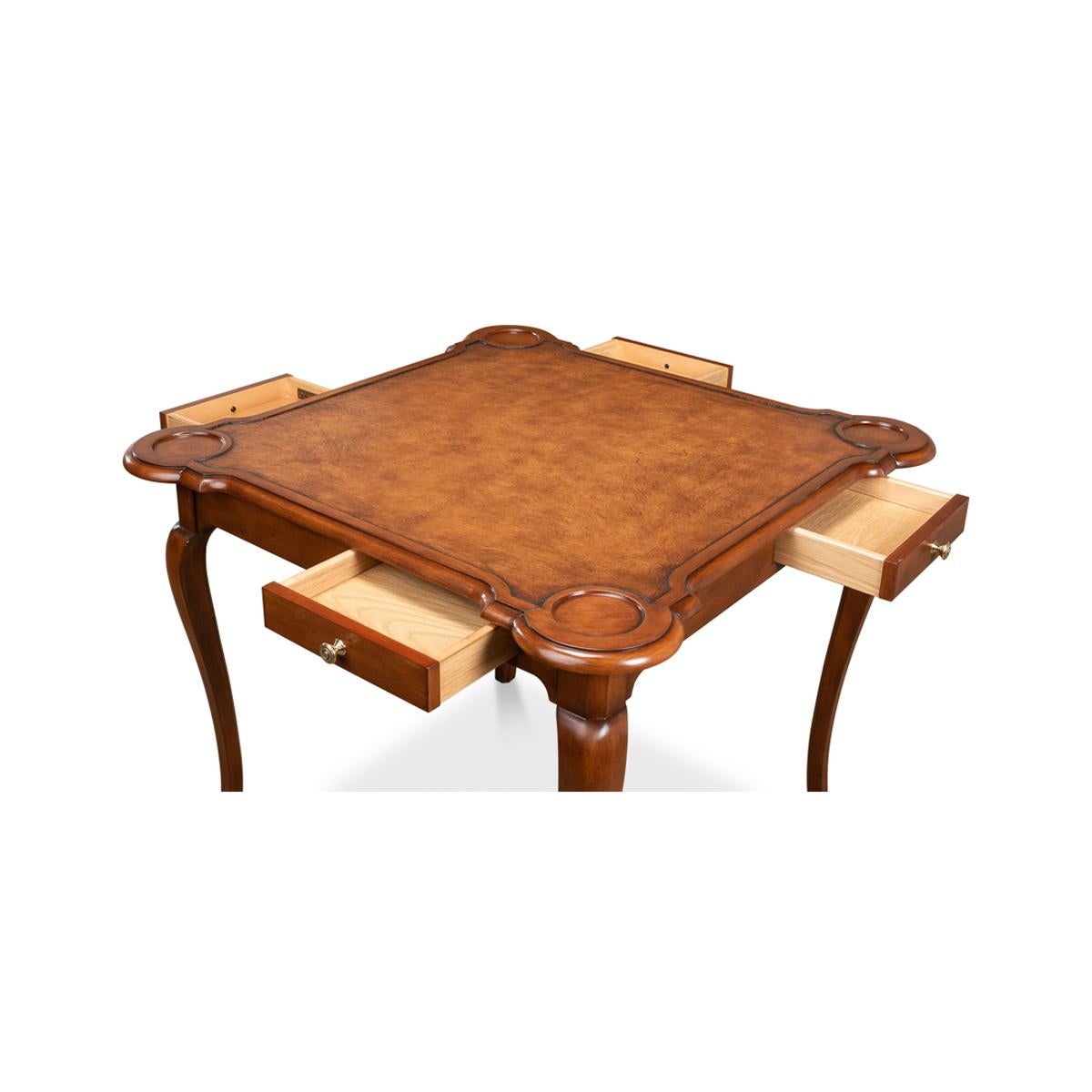 Asian English Leather Top Game Table