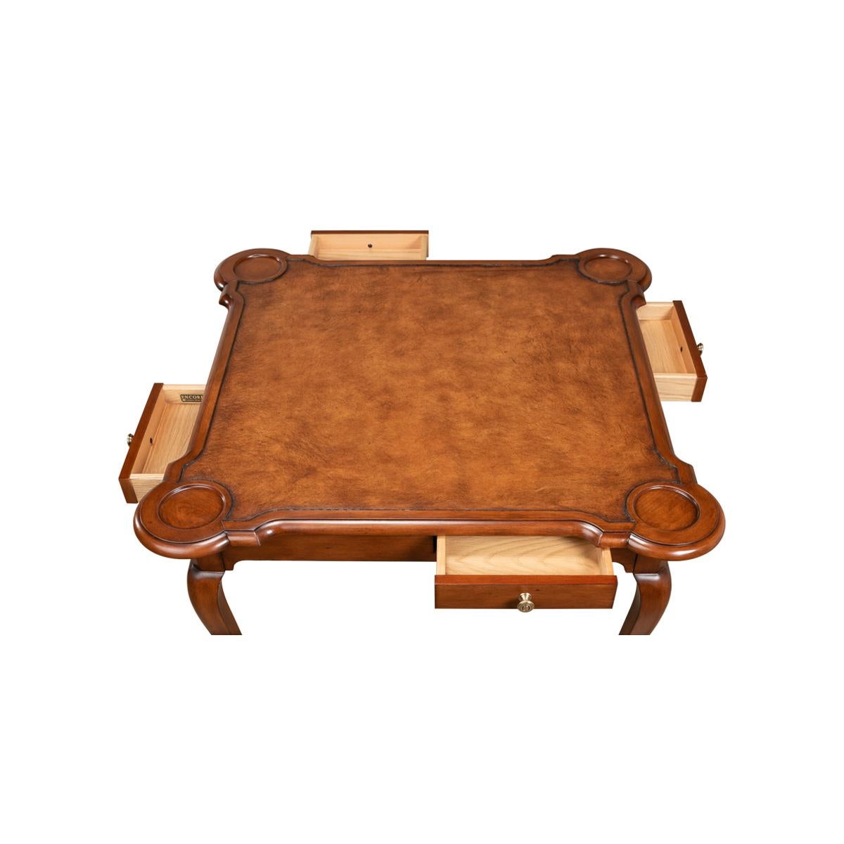 Contemporary English Leather Top Game Table