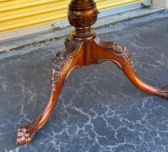 English Leather Top Georgian Style Mahogany Drum Table with Ball & Claw Feet