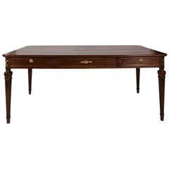 English Leather Top Library Table, circa 1940s