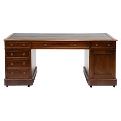 English Leather Top Partners Desk, c. 1880