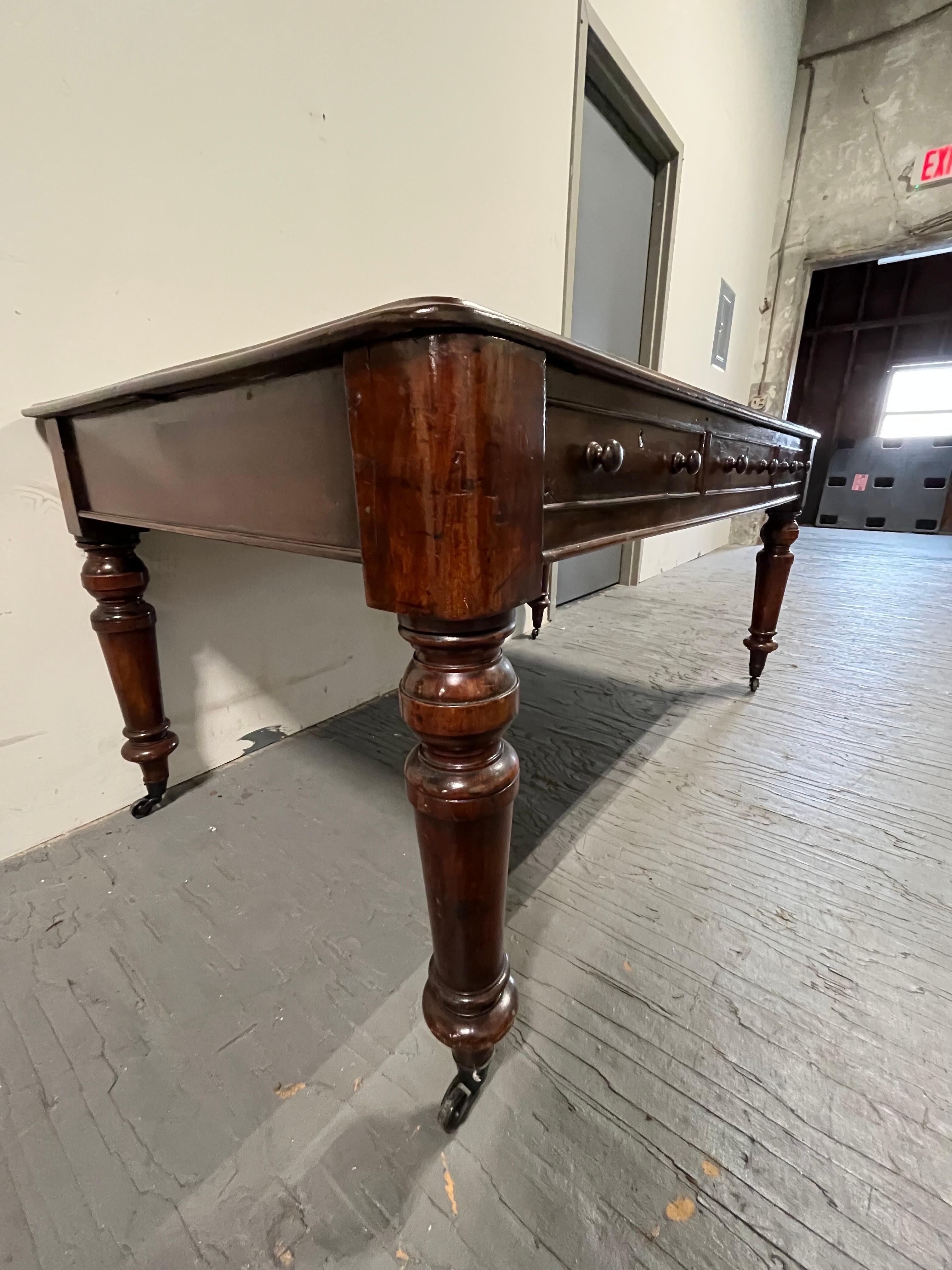19th Century English Leather Top Partners Desk