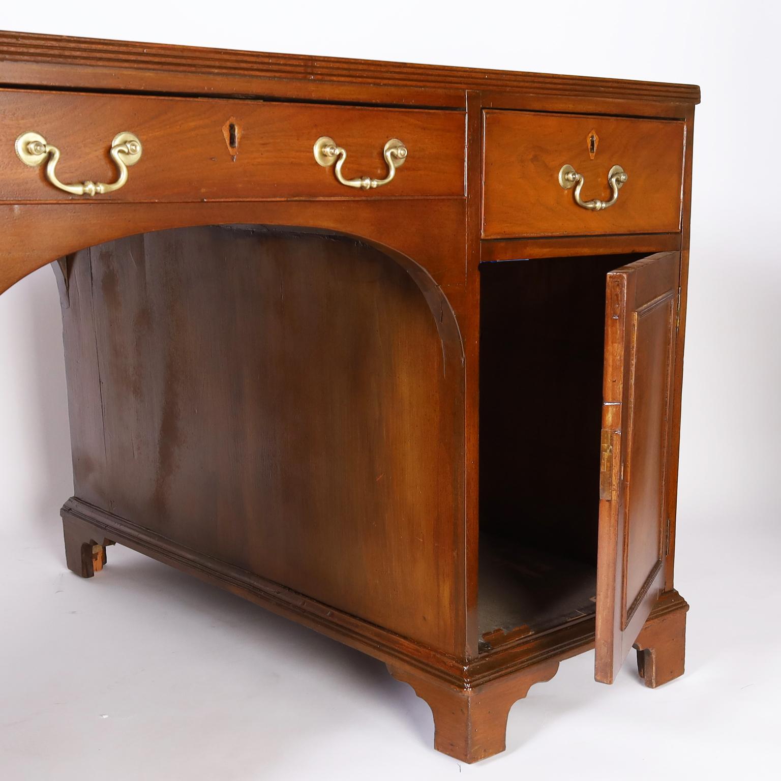 English Leather Top Partners Desk For Sale 1