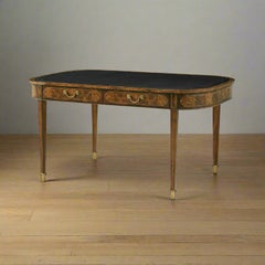 English Leather Top Writing Table