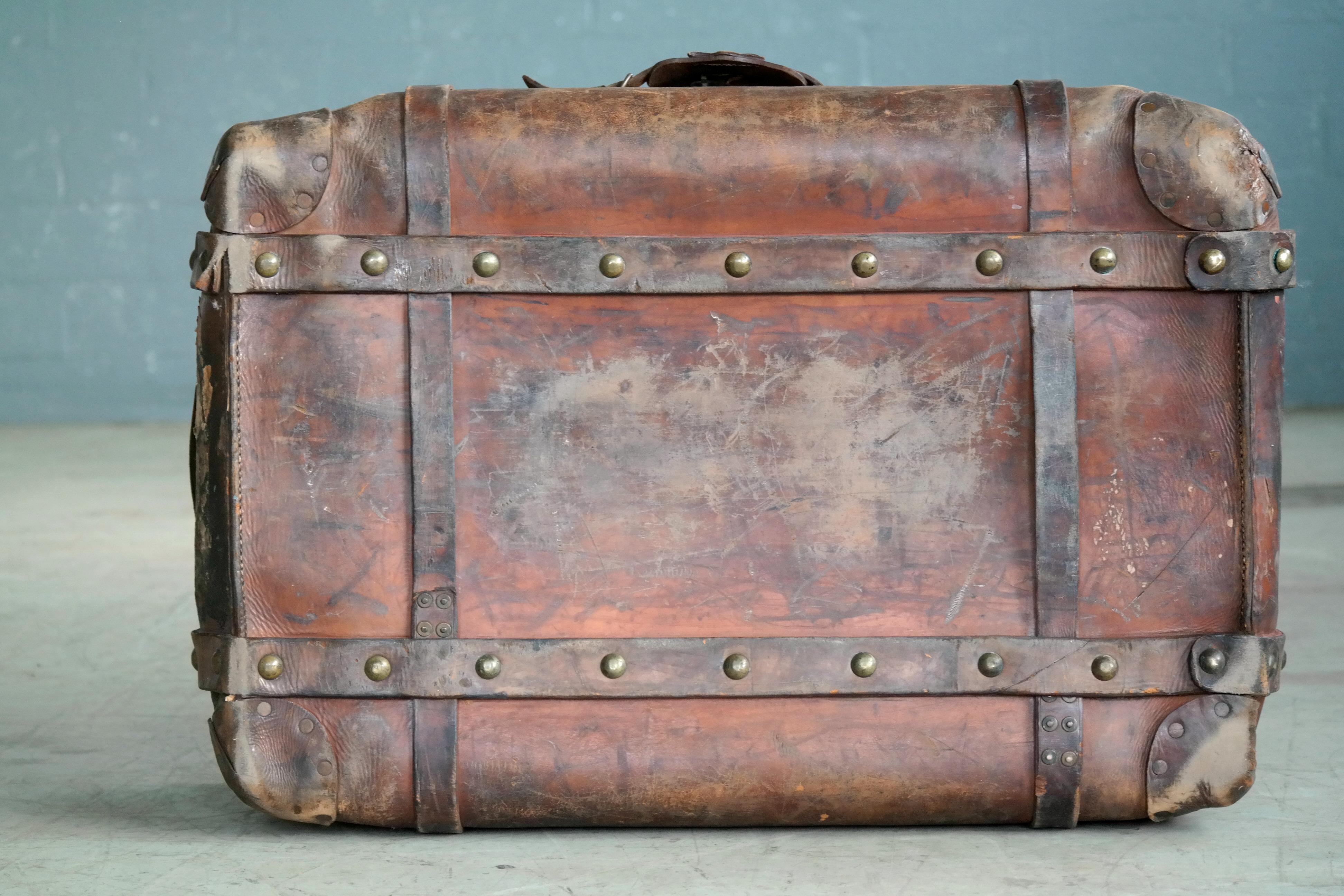 English Leather Travel or Steamer Trunk by John Pound & Co. England, circa 1883 6